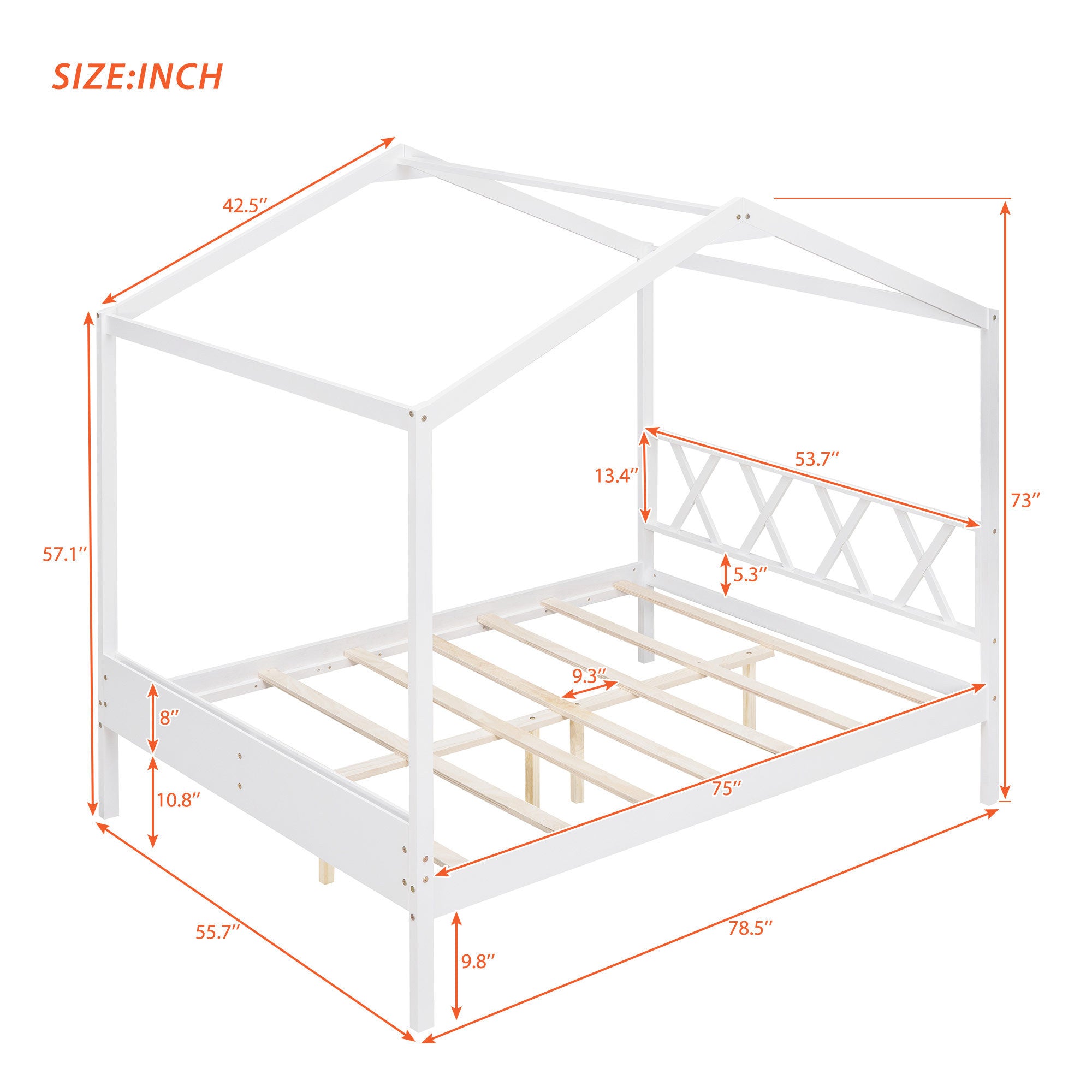 Full Size Wood House Bed with Storage Space, White (OLD SKU :LP000002AAK) - Atlantic Fine Furniture Melbourne FL