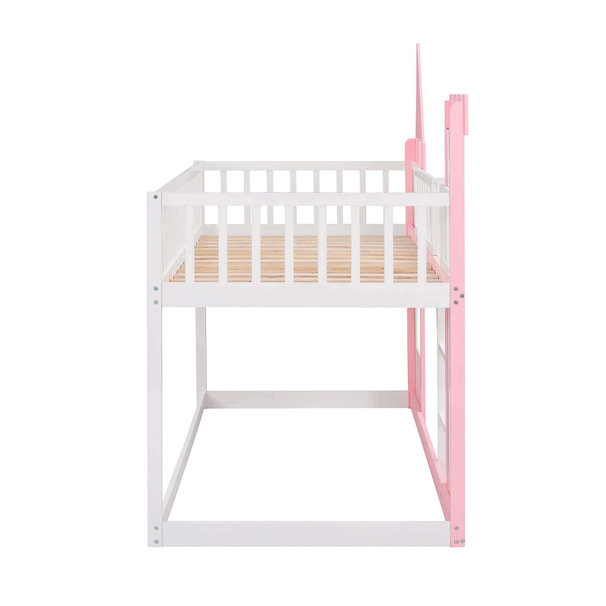 Twin Over Twin Castle Bunk Bed with Ladder - Pink - Atlantic Fine Furniture Melbourne FL