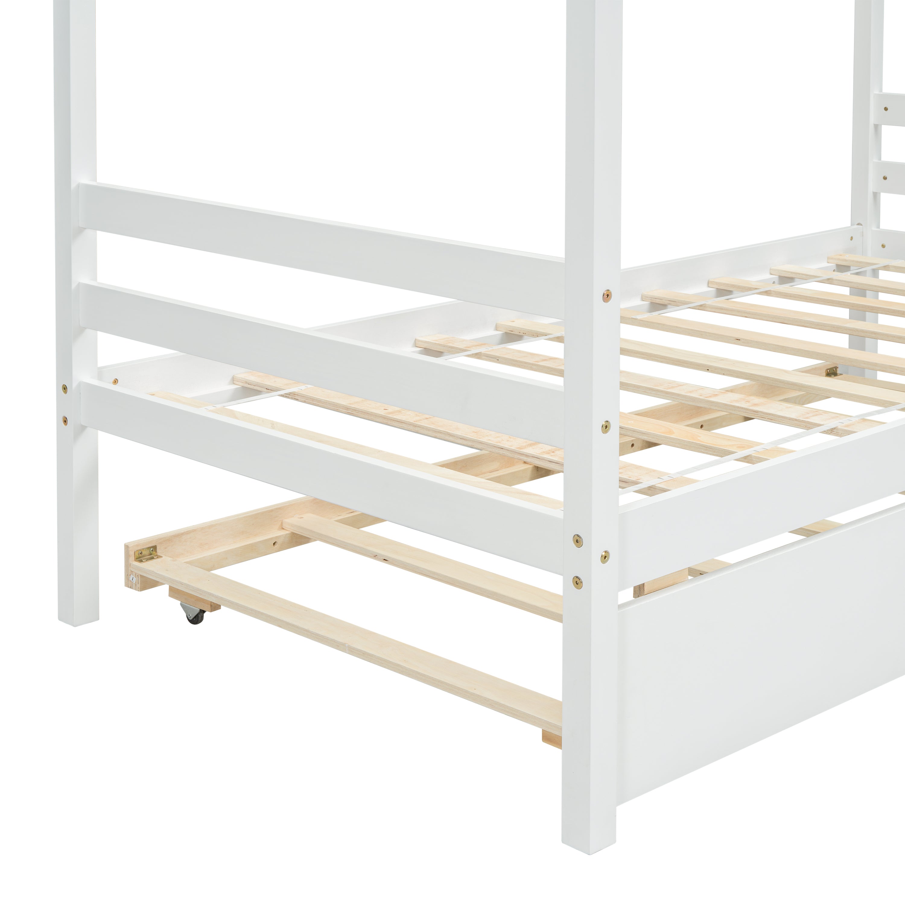 Twin Size House-shaped Bed with Trundle,White