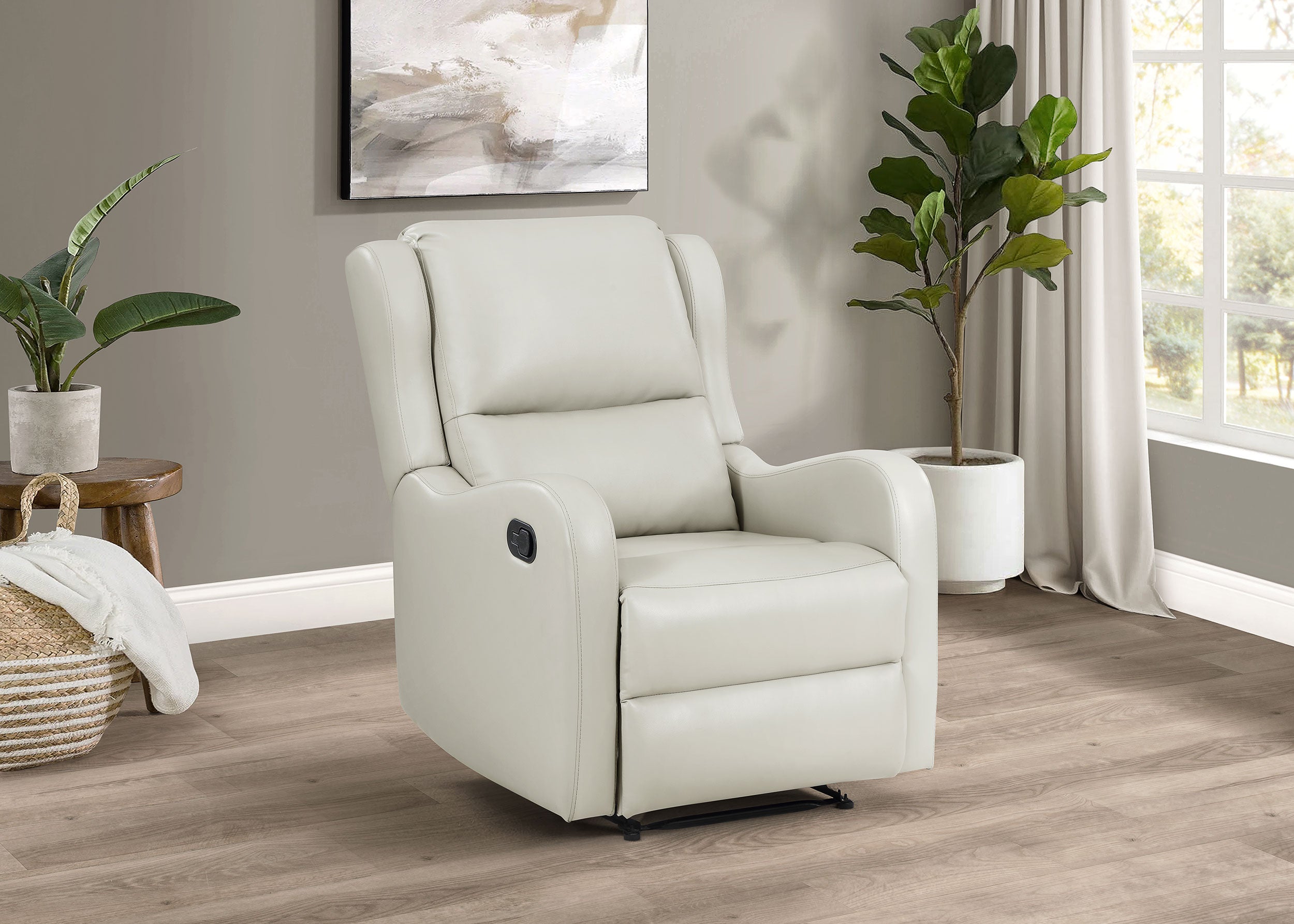 Kelsey Upholstered English Arm Recliner Chair Ivory — view 2