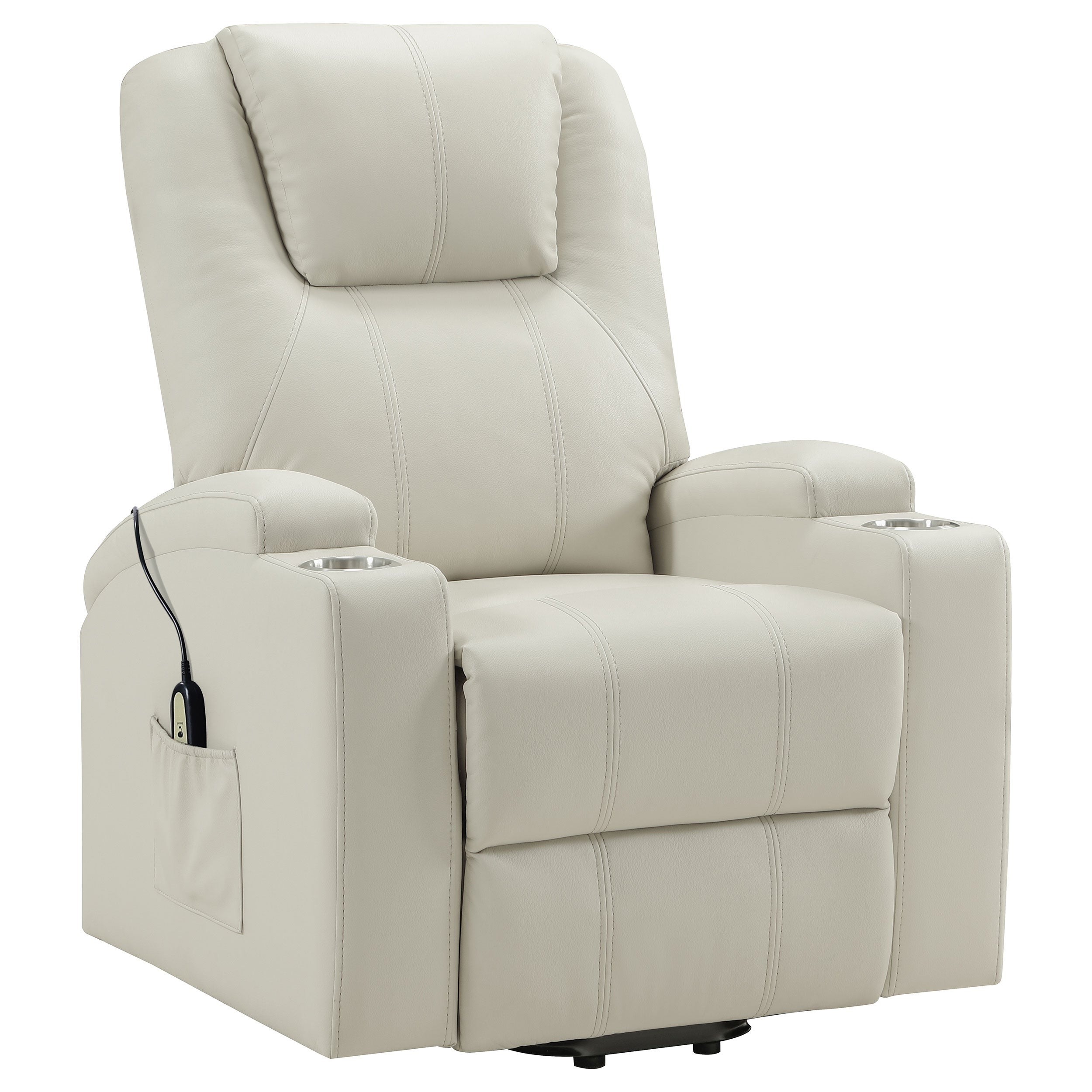 Armstrong Upholstered Power Lift Massage Recliner Ivory — view 5