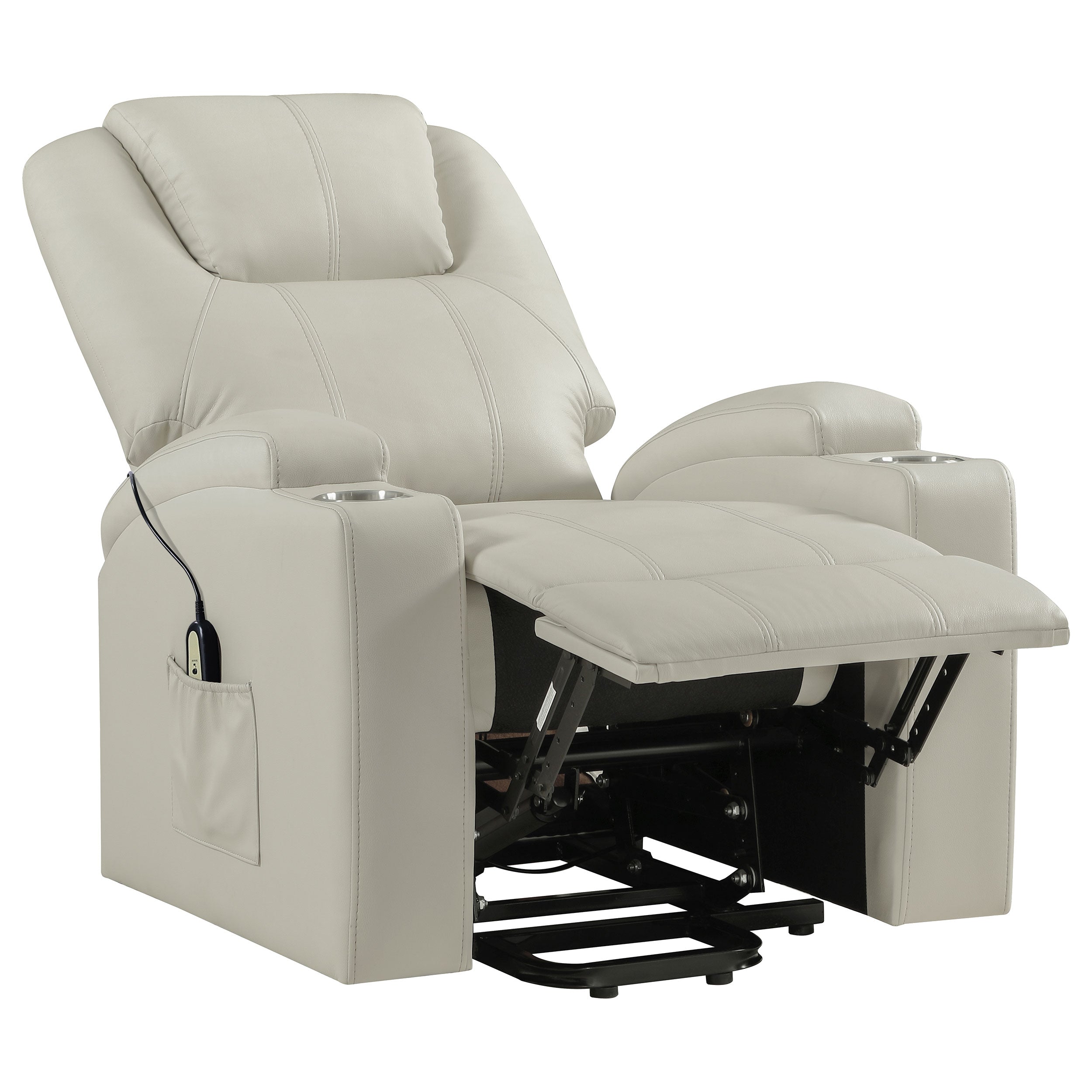 Armstrong Upholstered Power Lift Massage Recliner Ivory — view 6