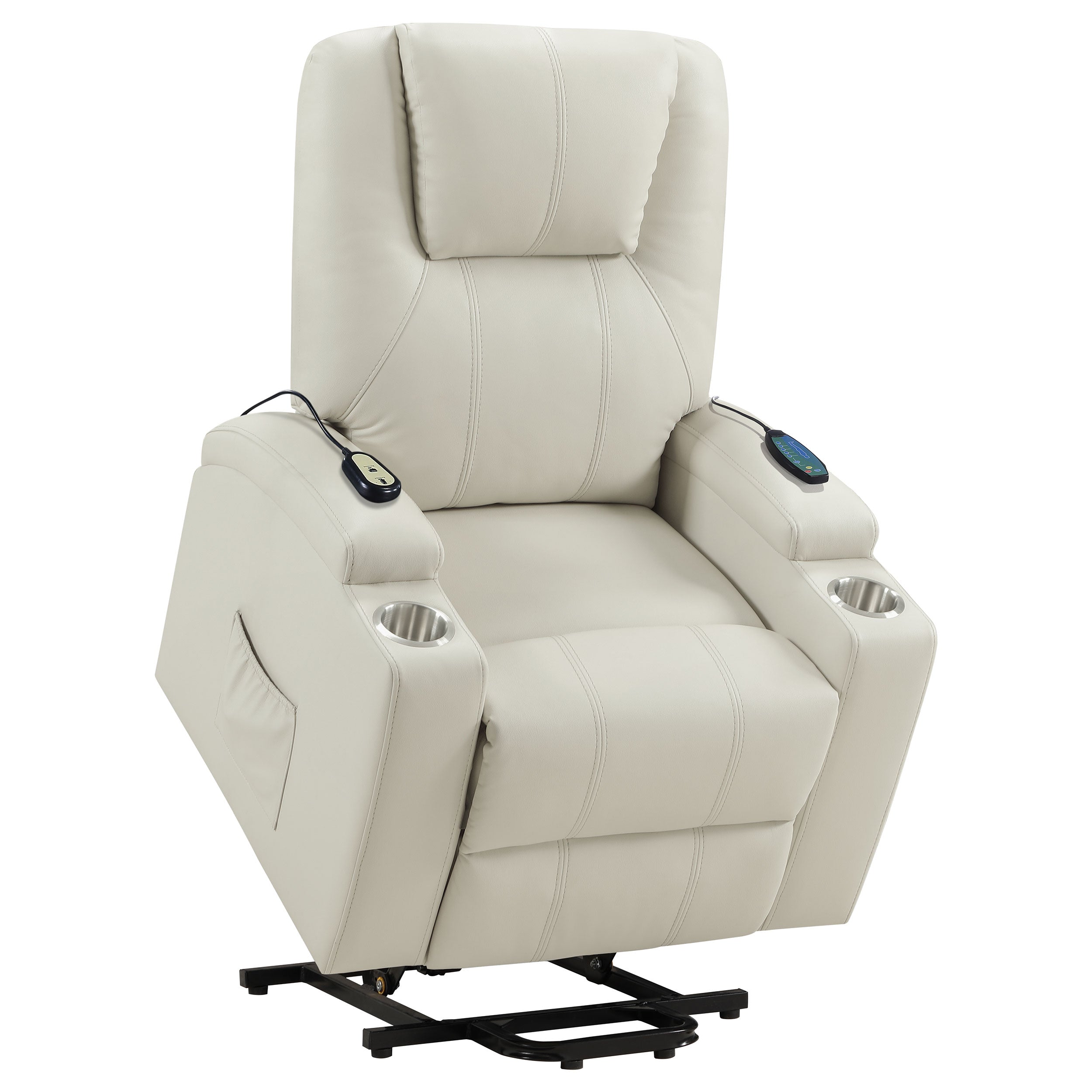 Armstrong Upholstered Power Lift Massage Recliner Ivory — view 8