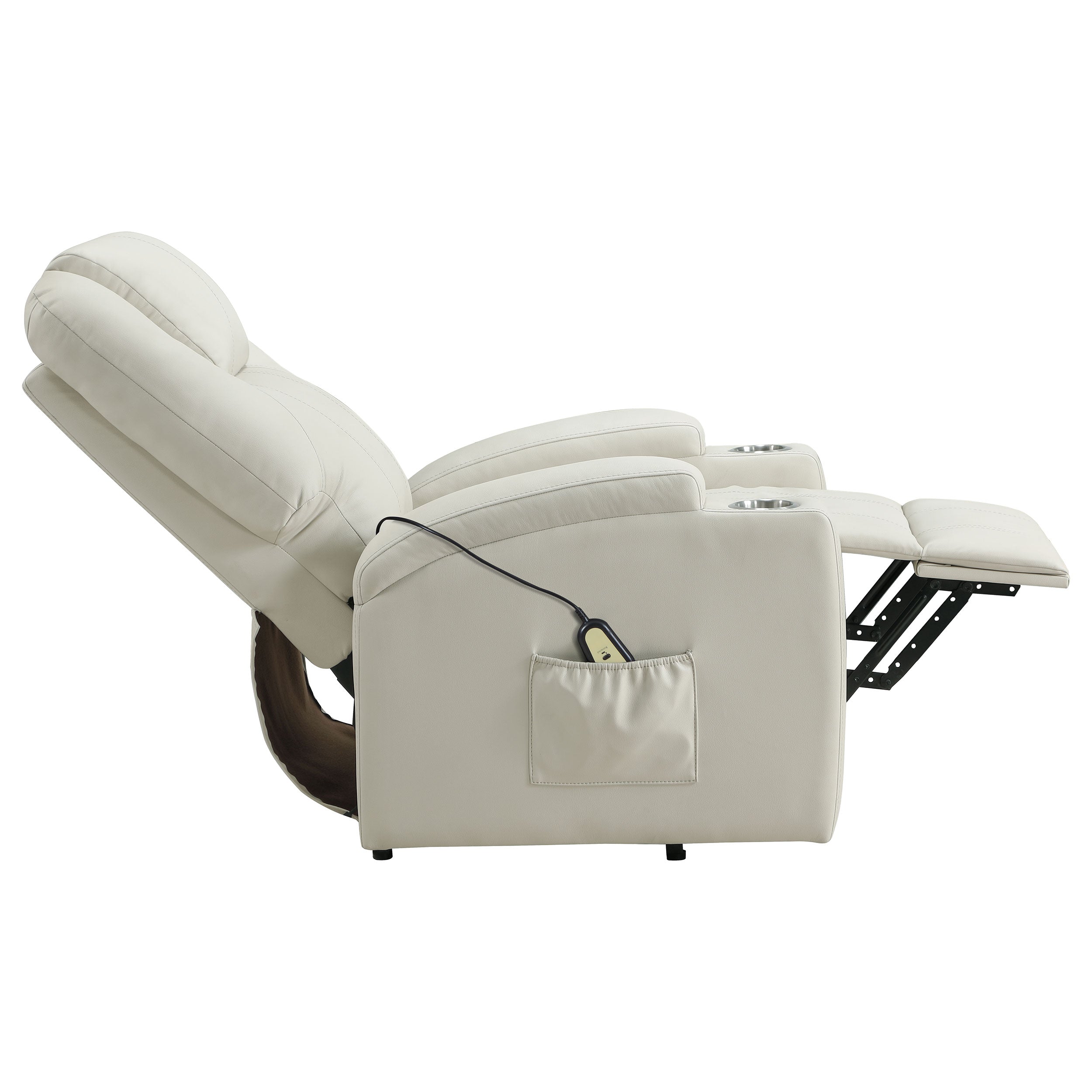 Armstrong Upholstered Power Lift Massage Recliner Ivory — view 10