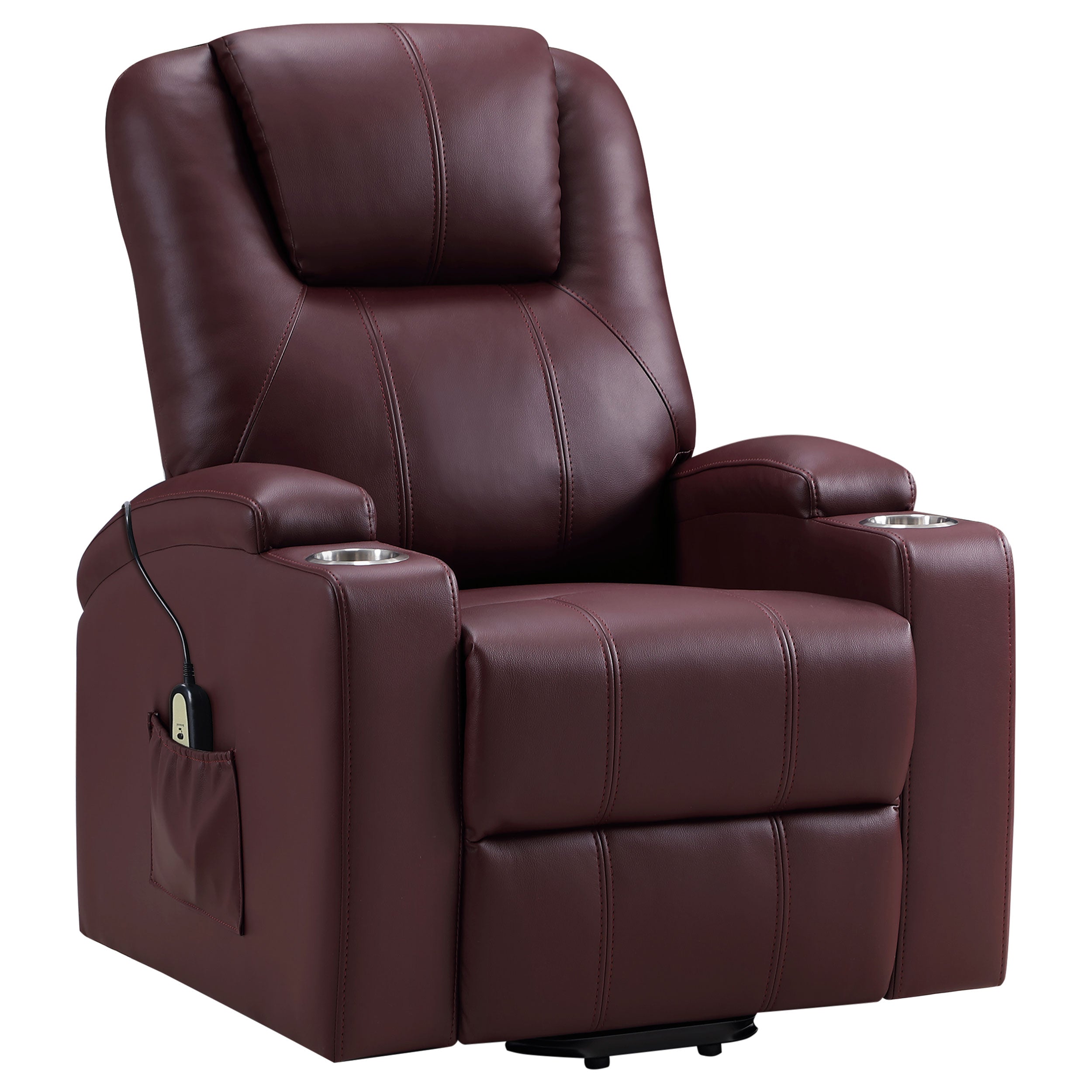 Armstrong Upholstered Power Lift Massage Recliner Wine — view 5