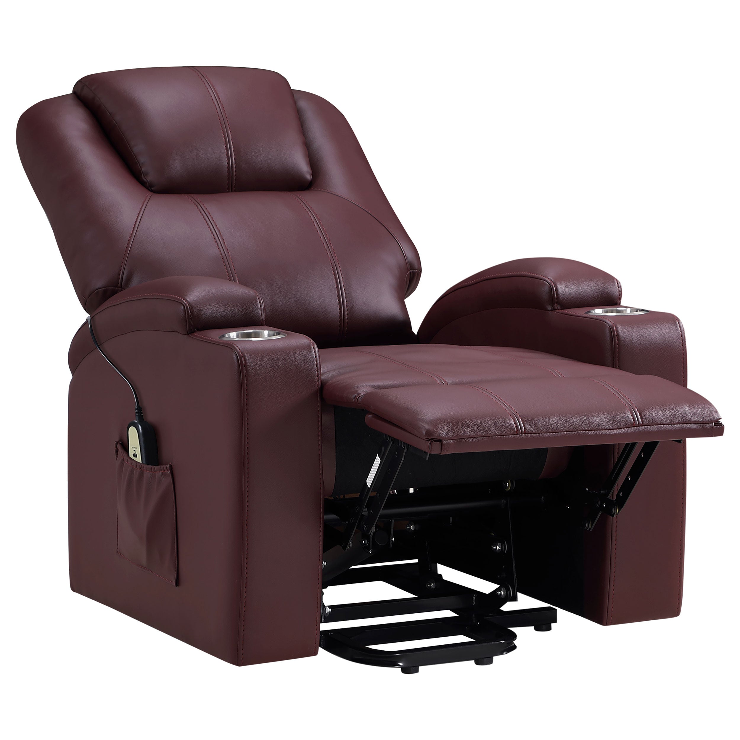 Armstrong Upholstered Power Lift Massage Recliner Wine — view 6