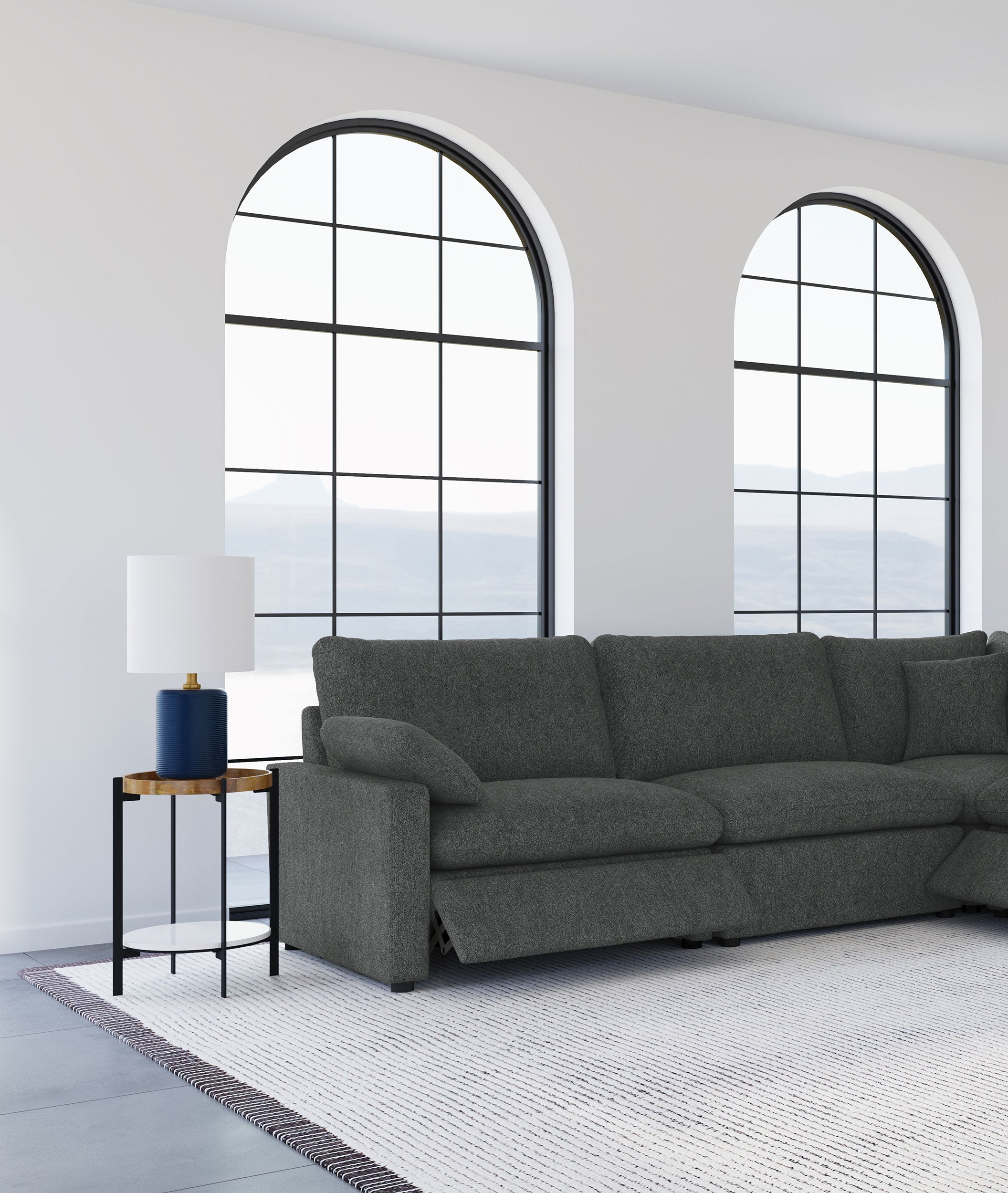Collins Modular Power Armless Recliner Dark Grey — view 3