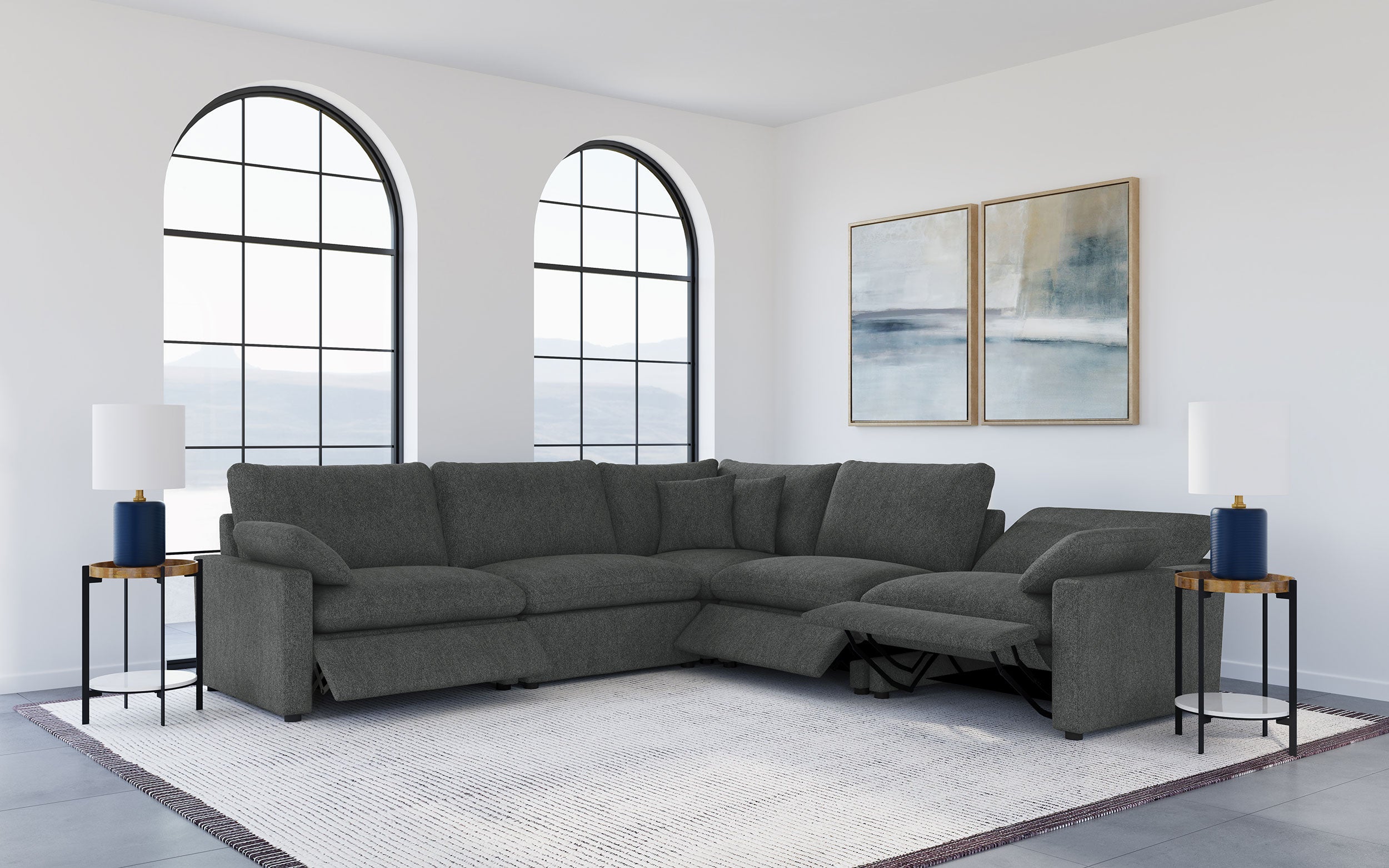 Collins Modular Power Armless Recliner Dark Grey — view 15