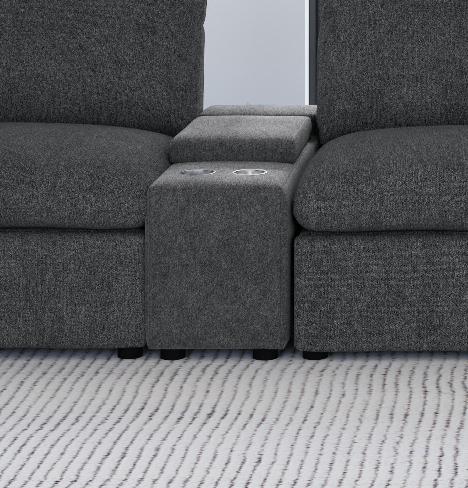 Collins Upholstered Modular Storage Console Dark Grey — view 2