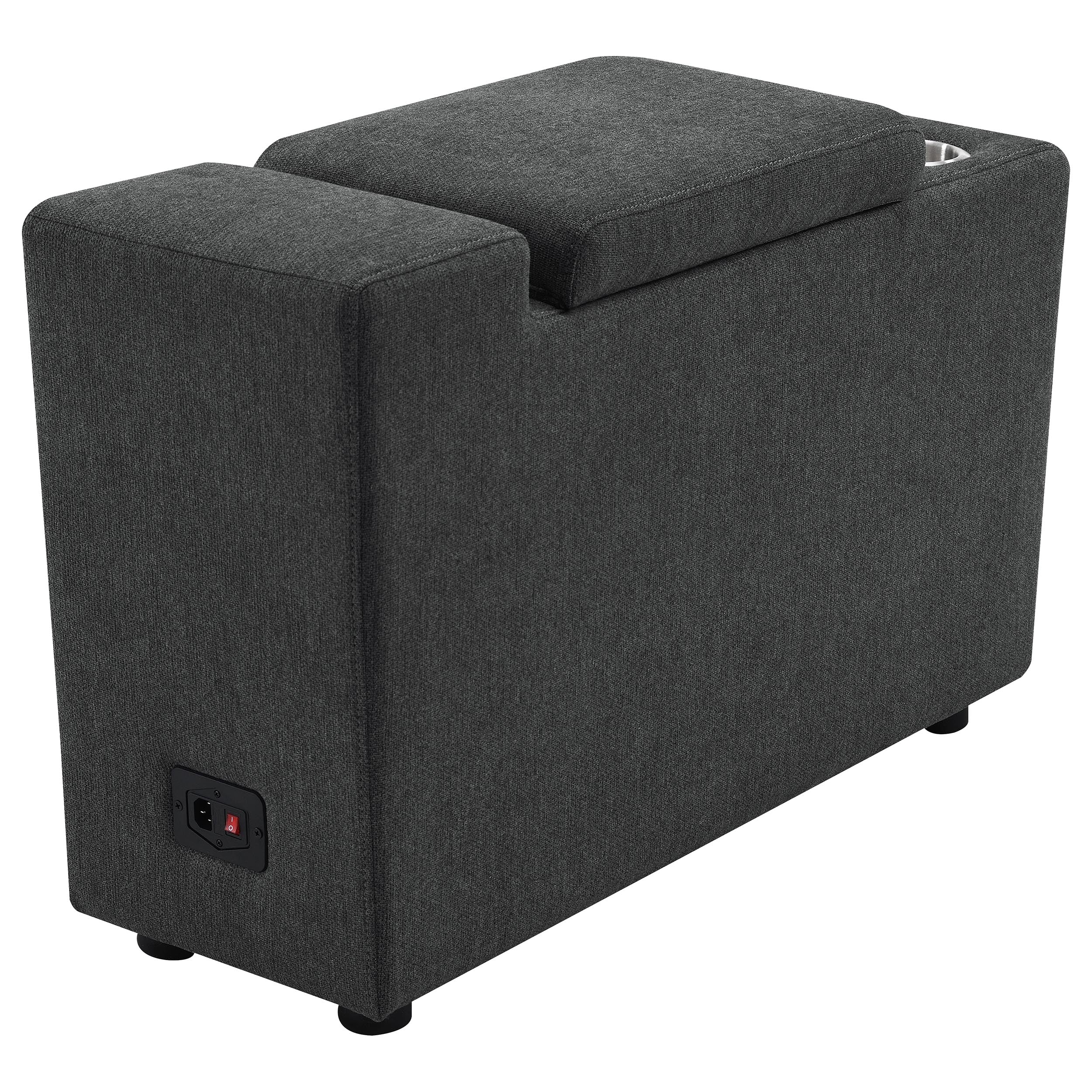 Collins Upholstered Modular Storage Console Dark Grey — view 8