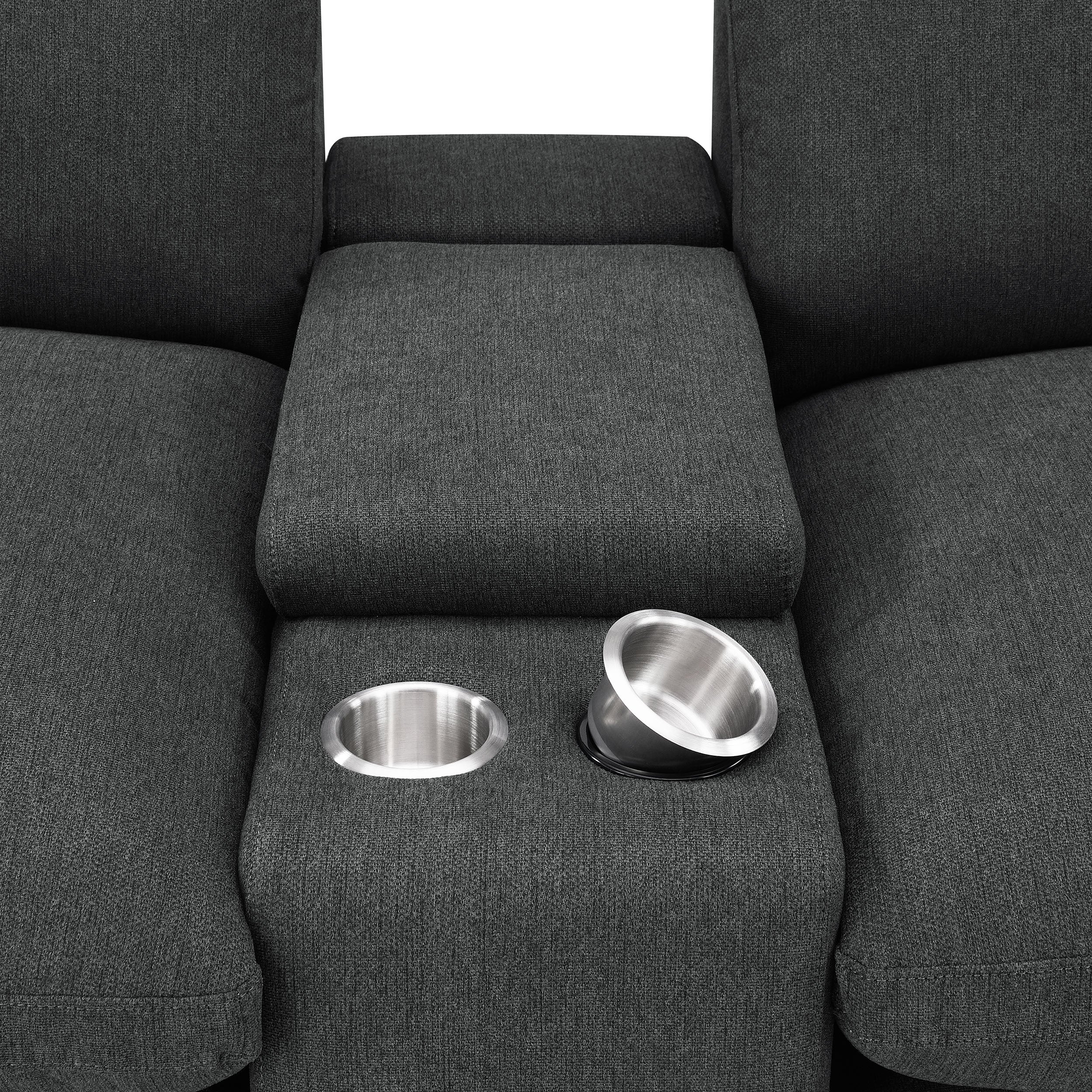 Collins Upholstered Modular Storage Console Dark Grey — view 10