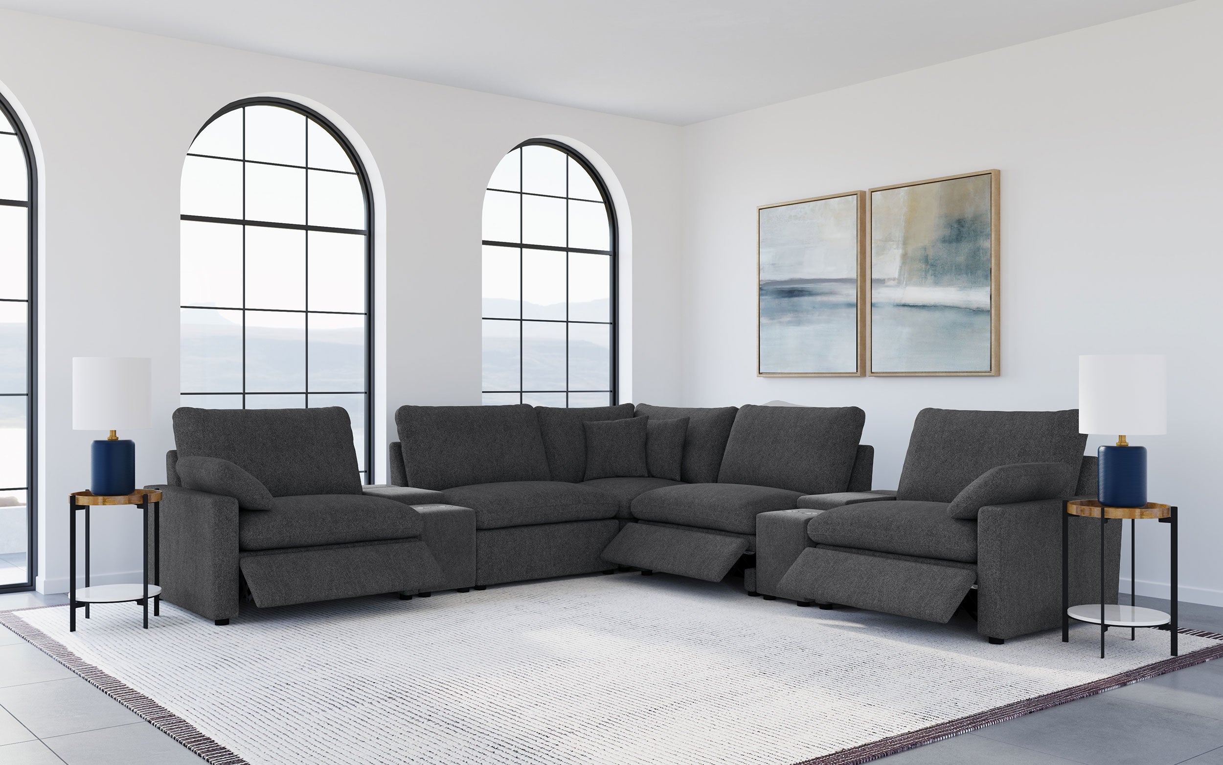 Collins 7-piece Modular Power Reclining Sectional Dark Grey — view 2