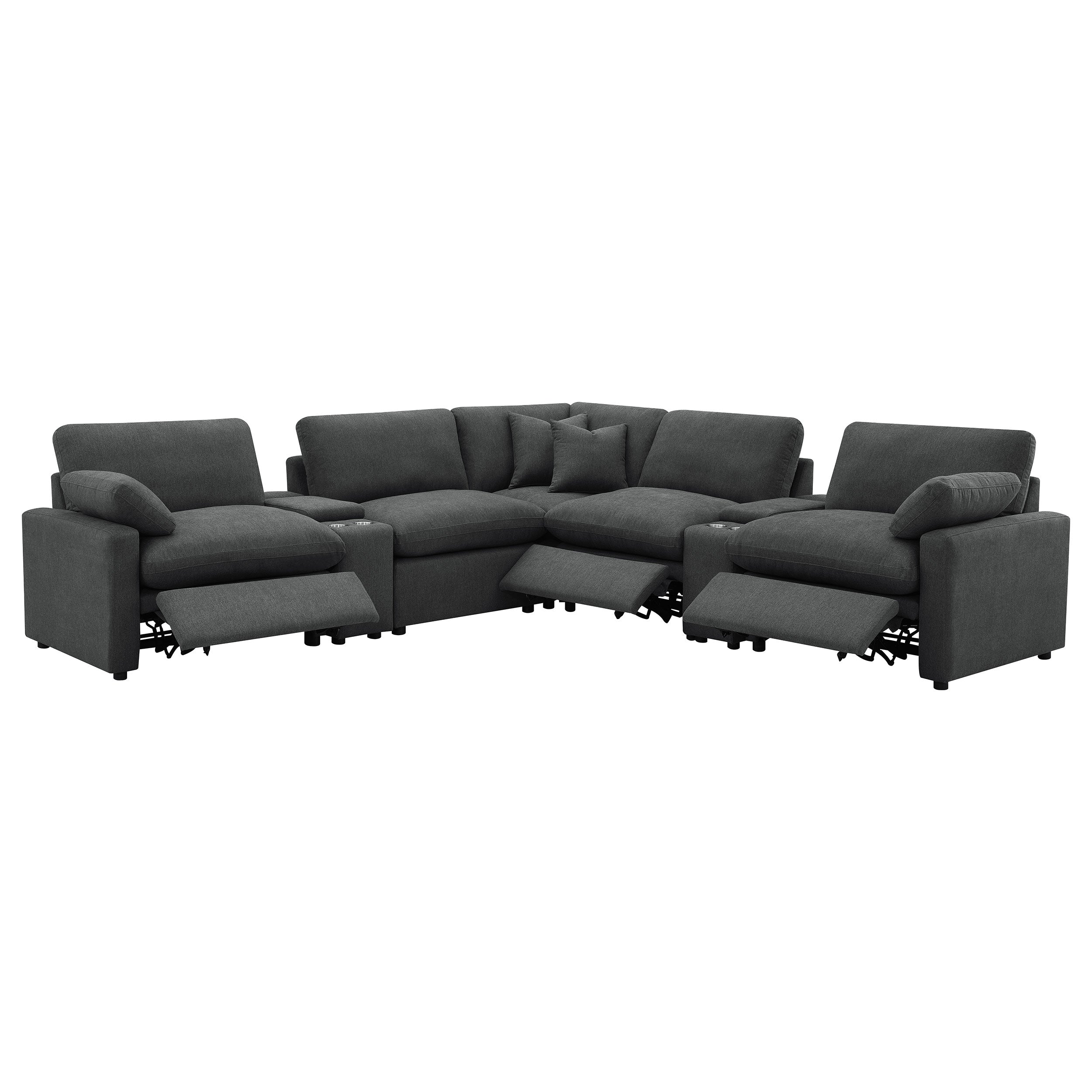 Collins 7-piece Modular Power Reclining Sectional Dark Grey — view 4