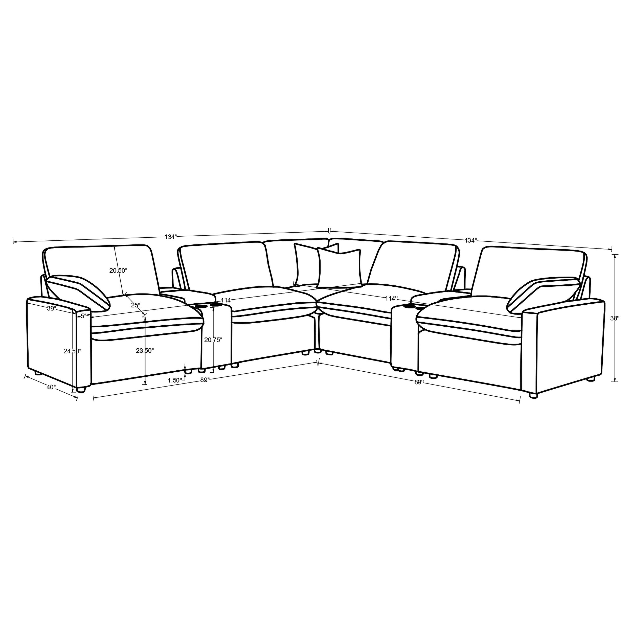 Collins 7-piece Modular Power Reclining Sectional Dark Grey — view 7