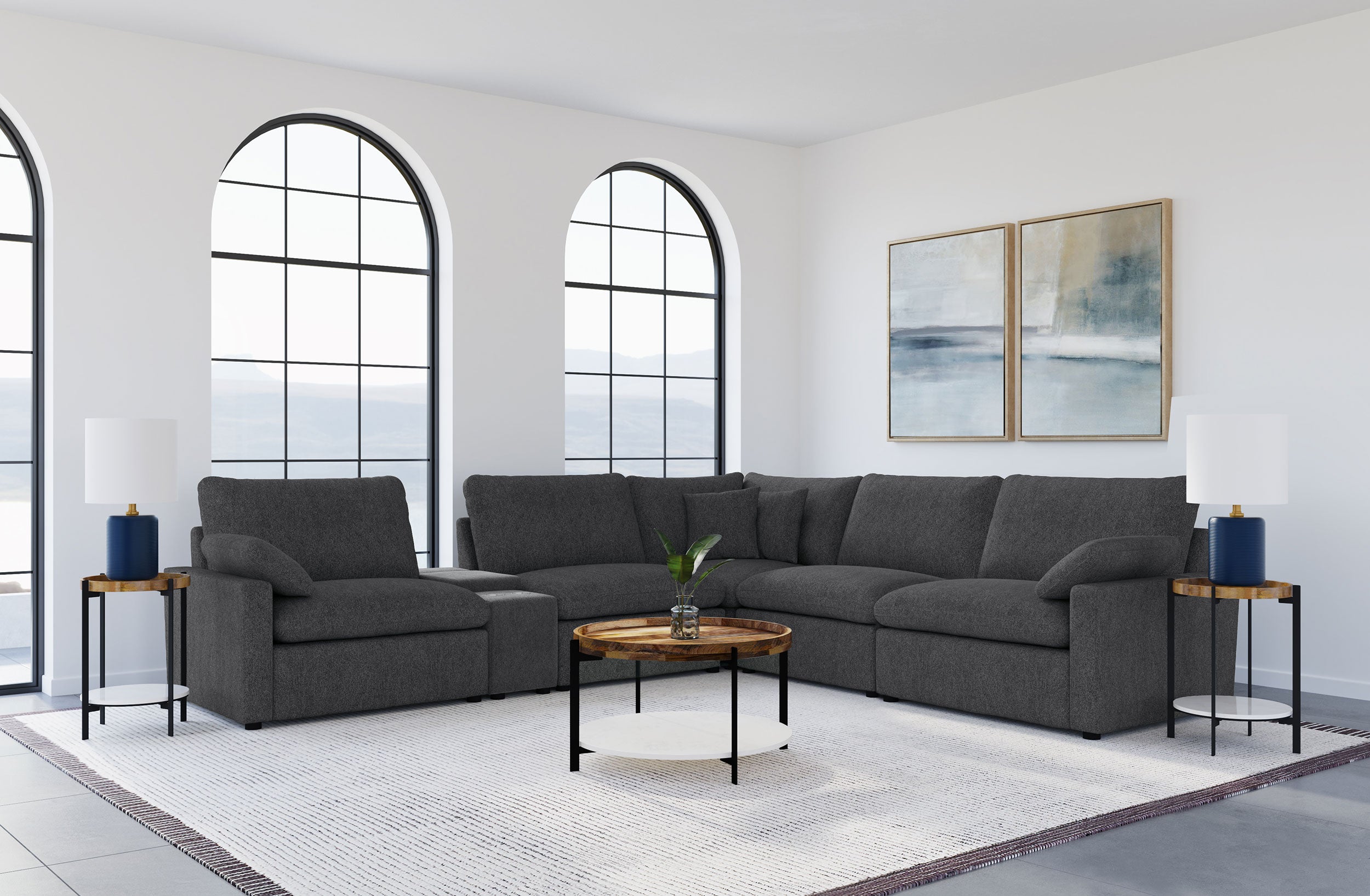 Collins 6-piece Modular Power Reclining Sectional Dark Grey — view 1