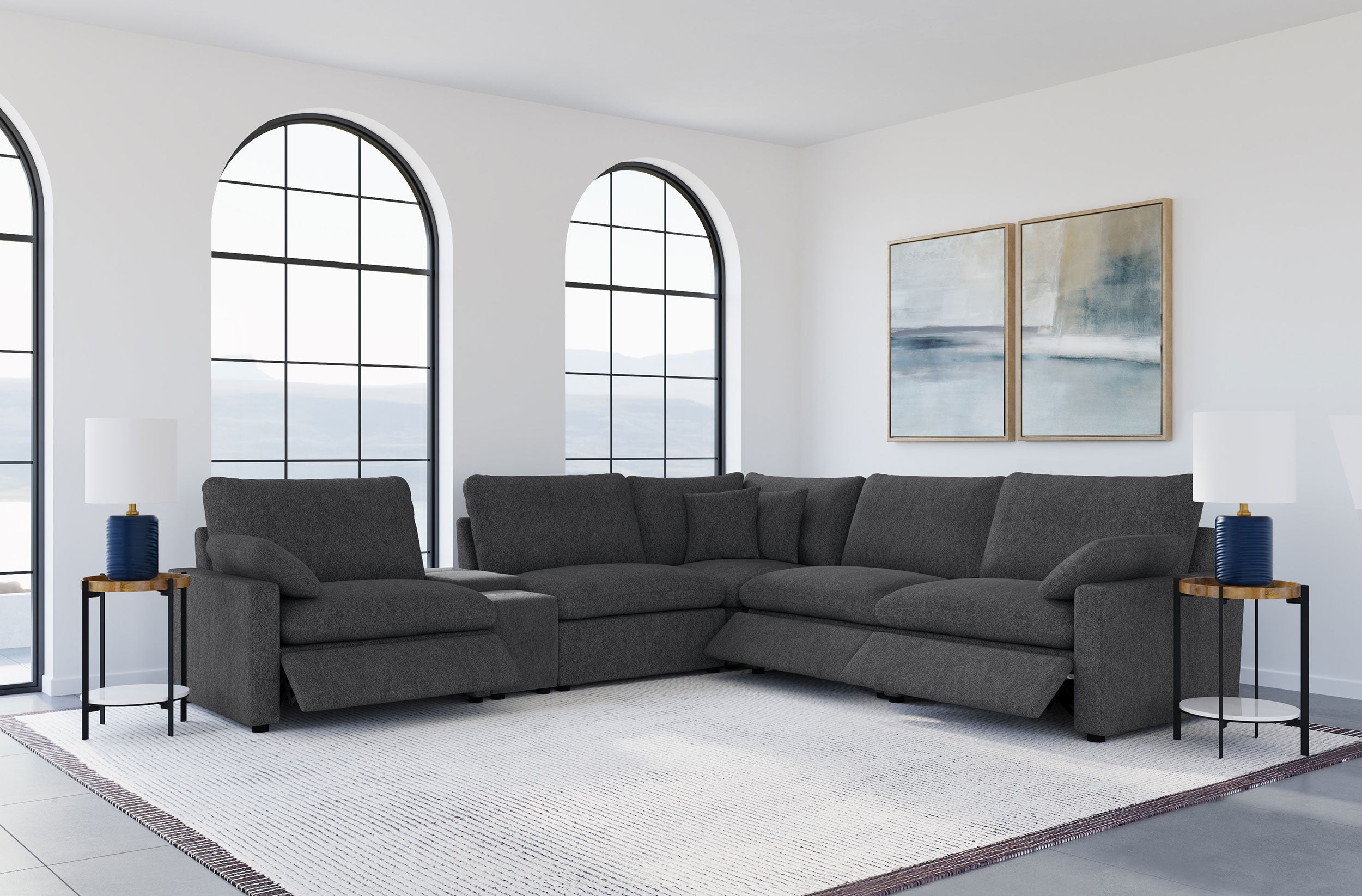 Collins 6-piece Modular Power Reclining Sectional Dark Grey — view 2