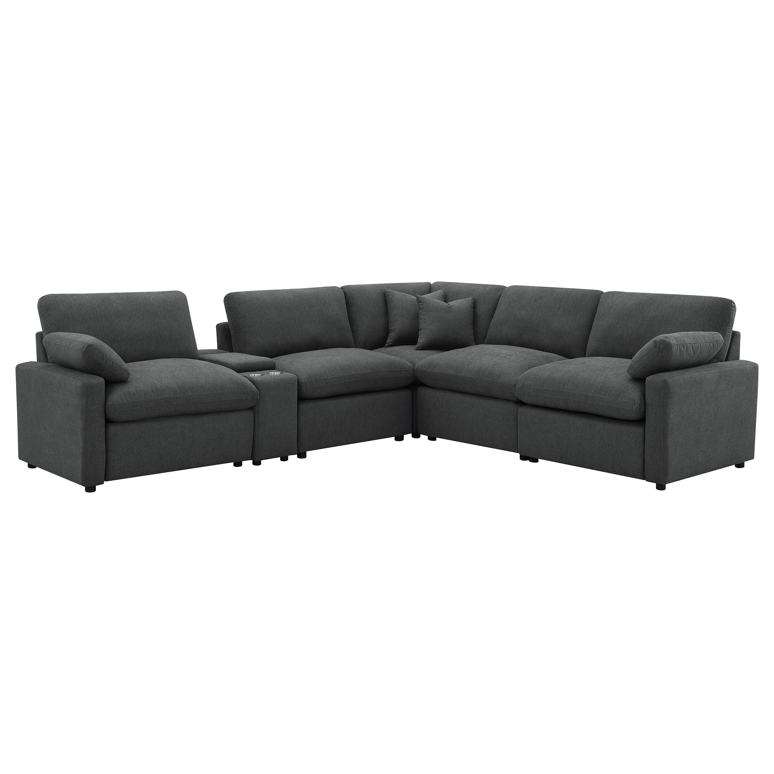 Collins 6-piece Modular Power Reclining Sectional Dark Grey — view 3