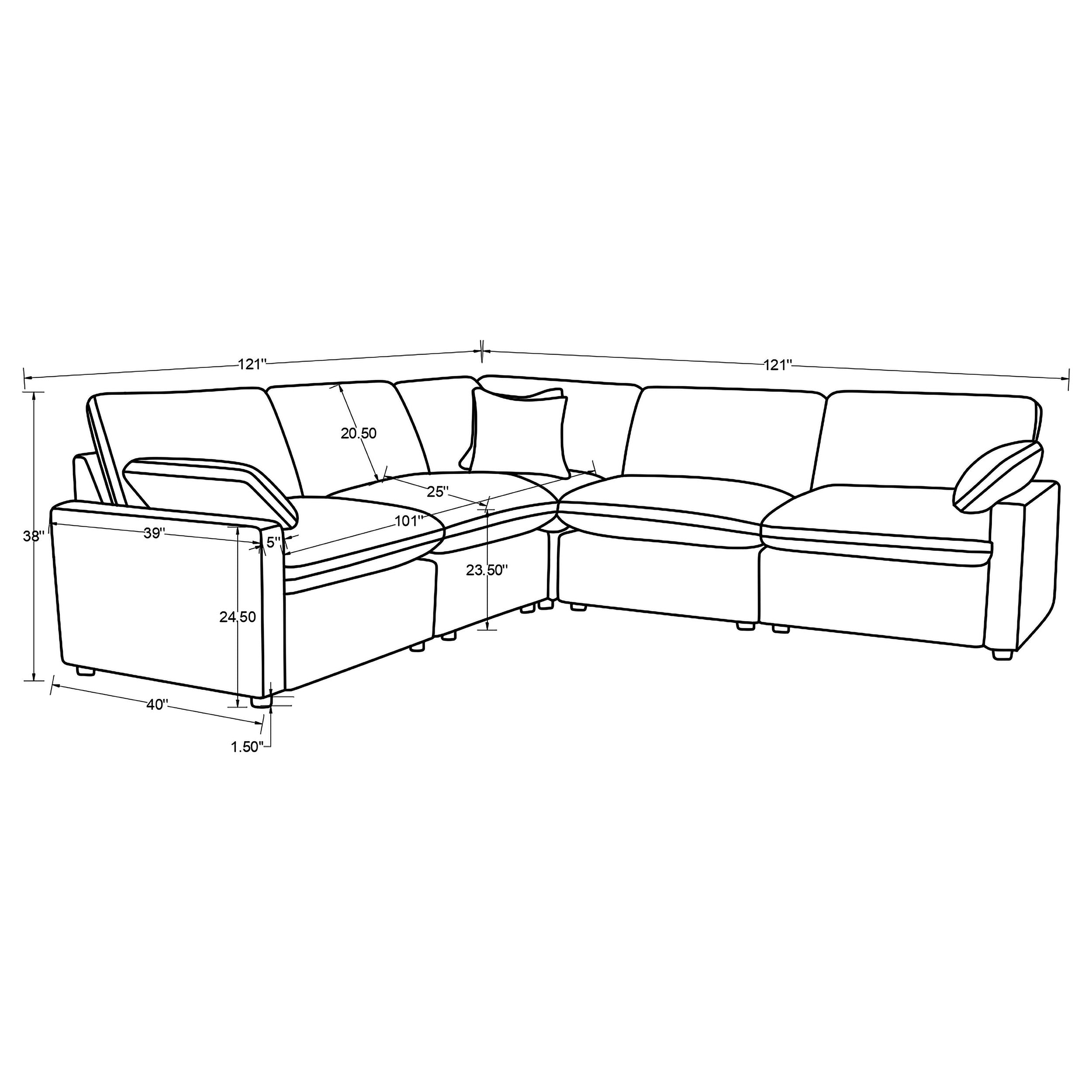 Collins 5-piece Modular Power Reclining Sectional Dark Grey — view 16