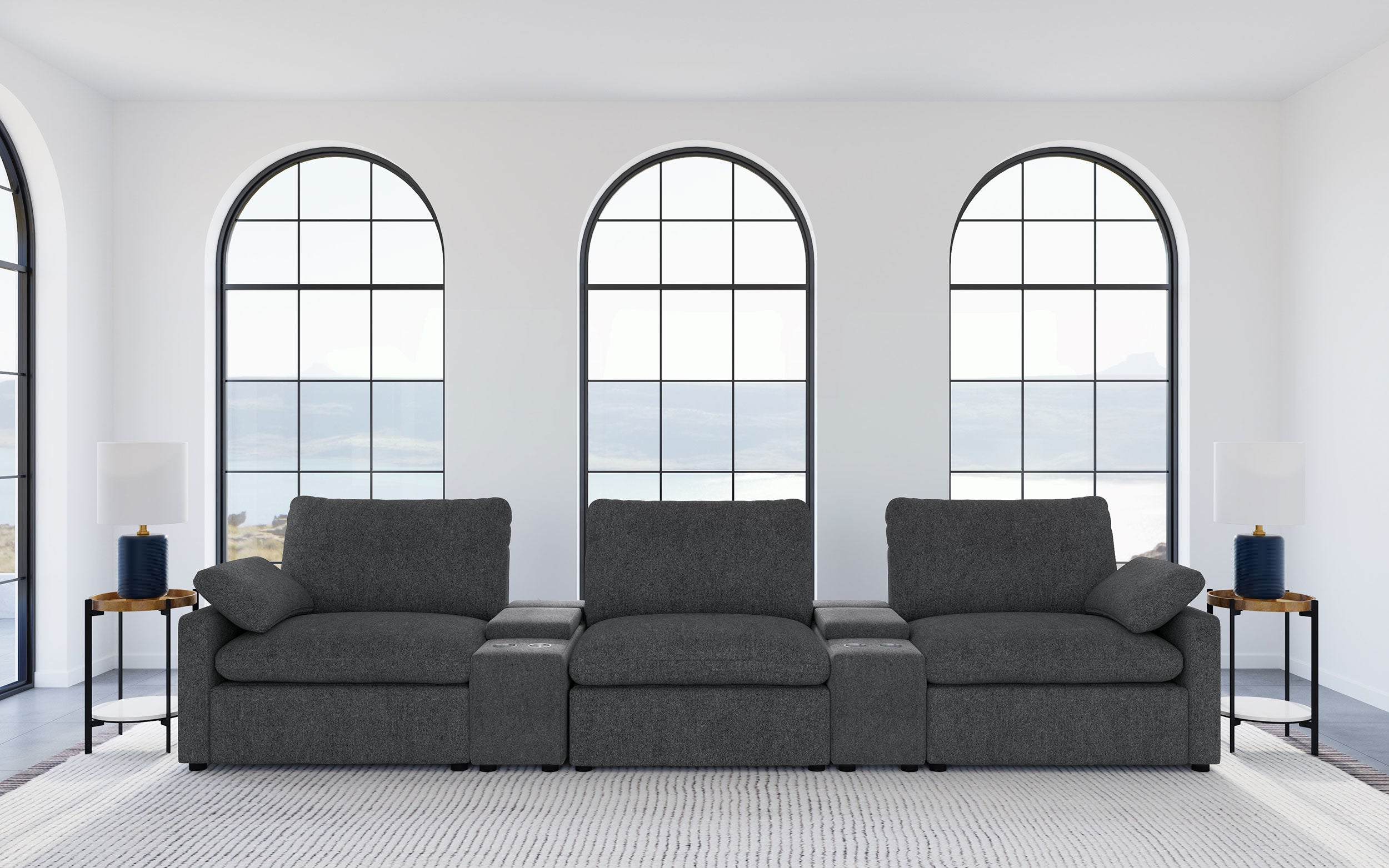Collins 5-Piece Power Reclining Home Theater Seating Dark Grey — view 2