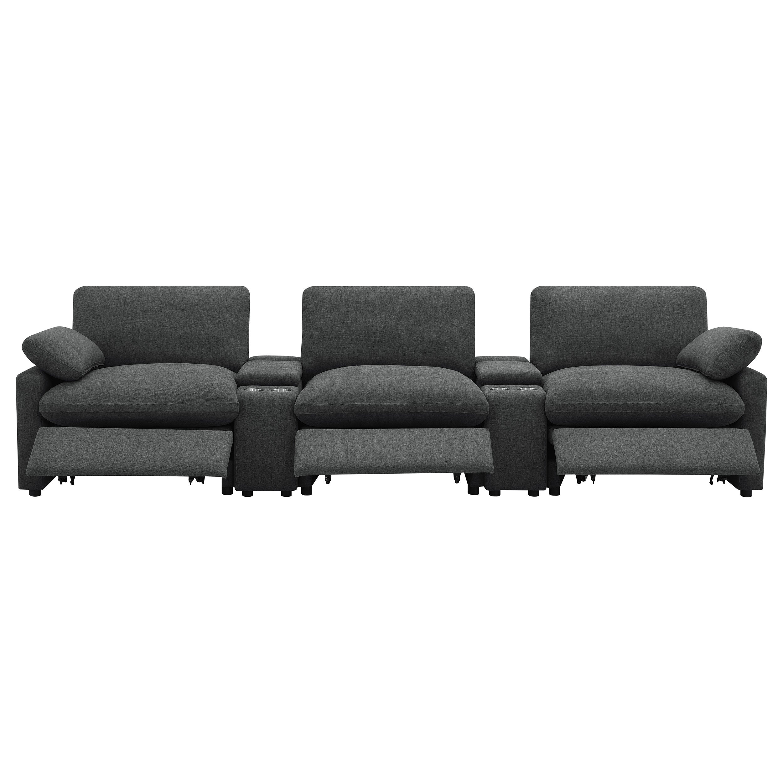 Collins 5-Piece Power Reclining Home Theater Seating Dark Grey — view 6