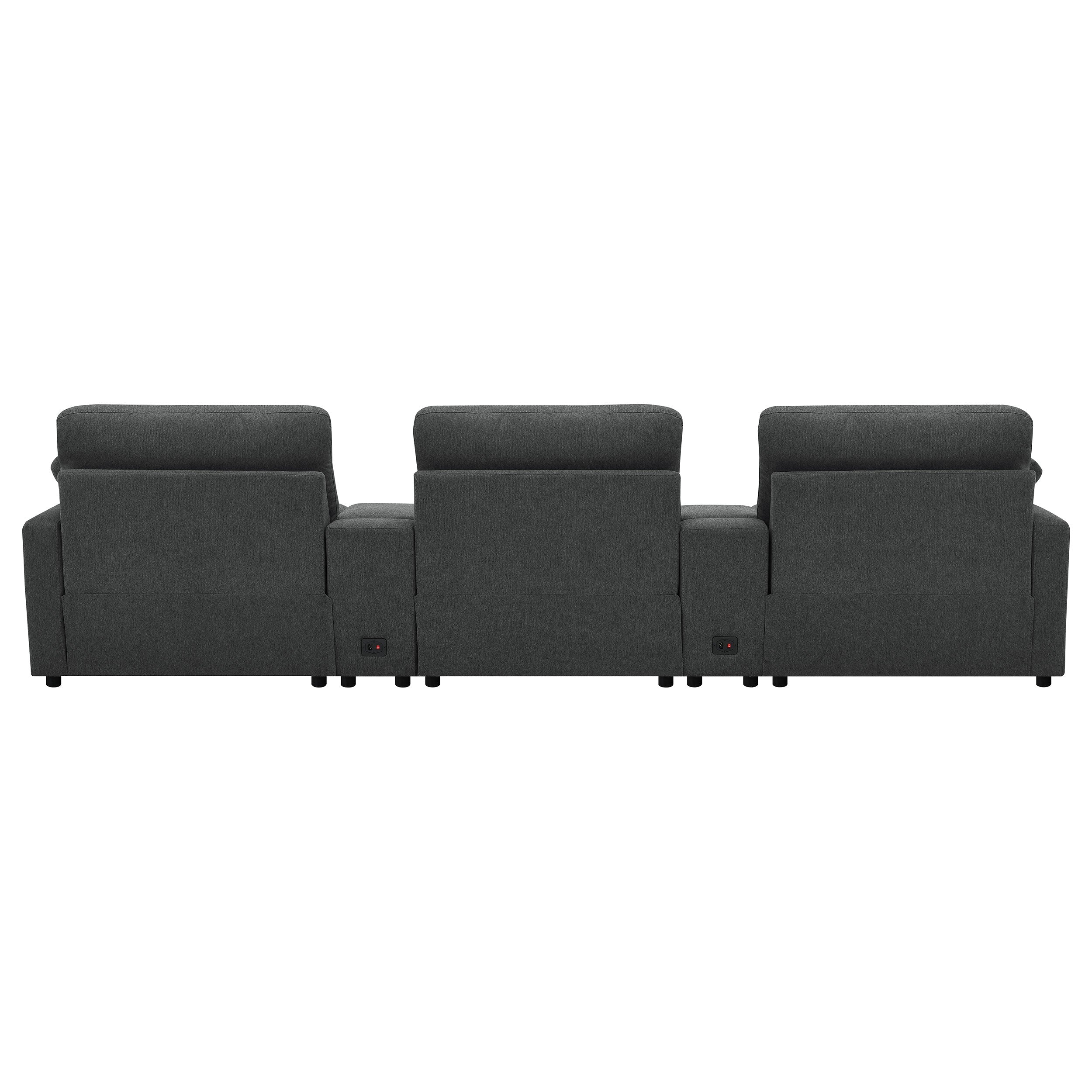 Collins 5-Piece Power Reclining Home Theater Seating Dark Grey — view 7