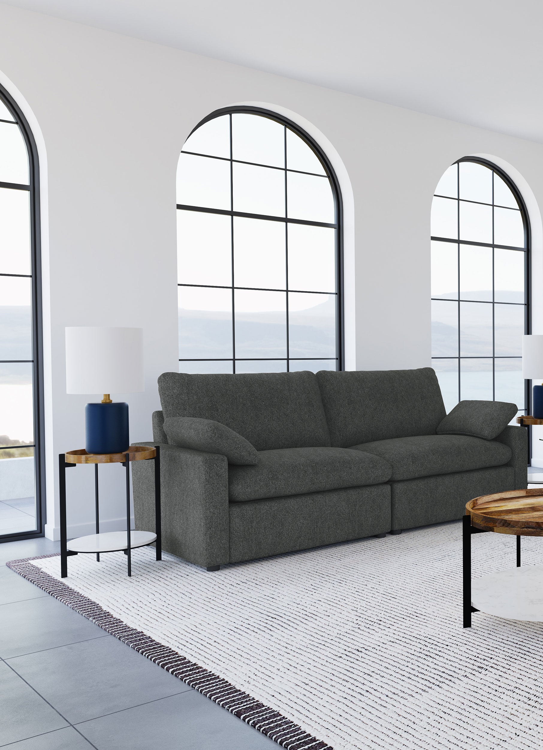 Collins Modular Power Loveseat Dark Grey — view 2