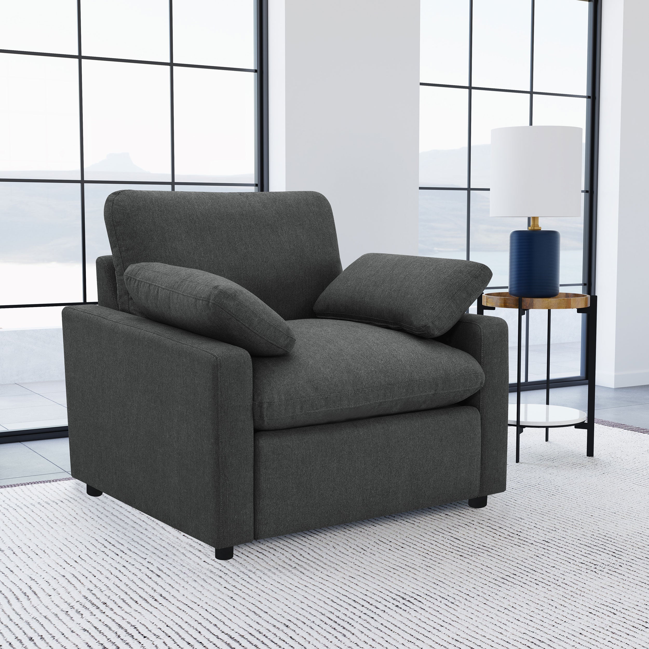 Collins Upholstered Power Recliner Chair Dark Grey — view 2