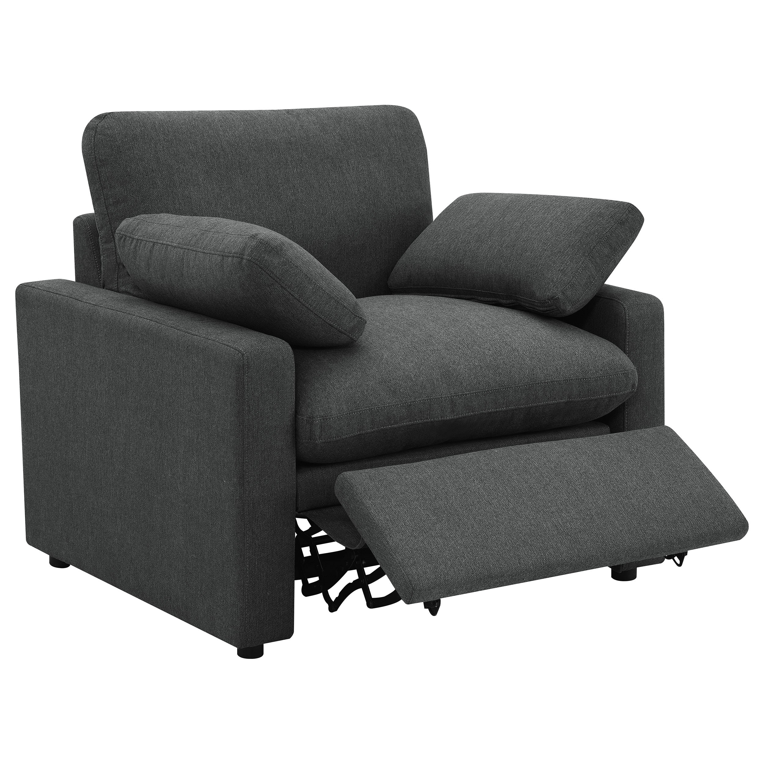 Collins Upholstered Power Recliner Chair Dark Grey — view 4