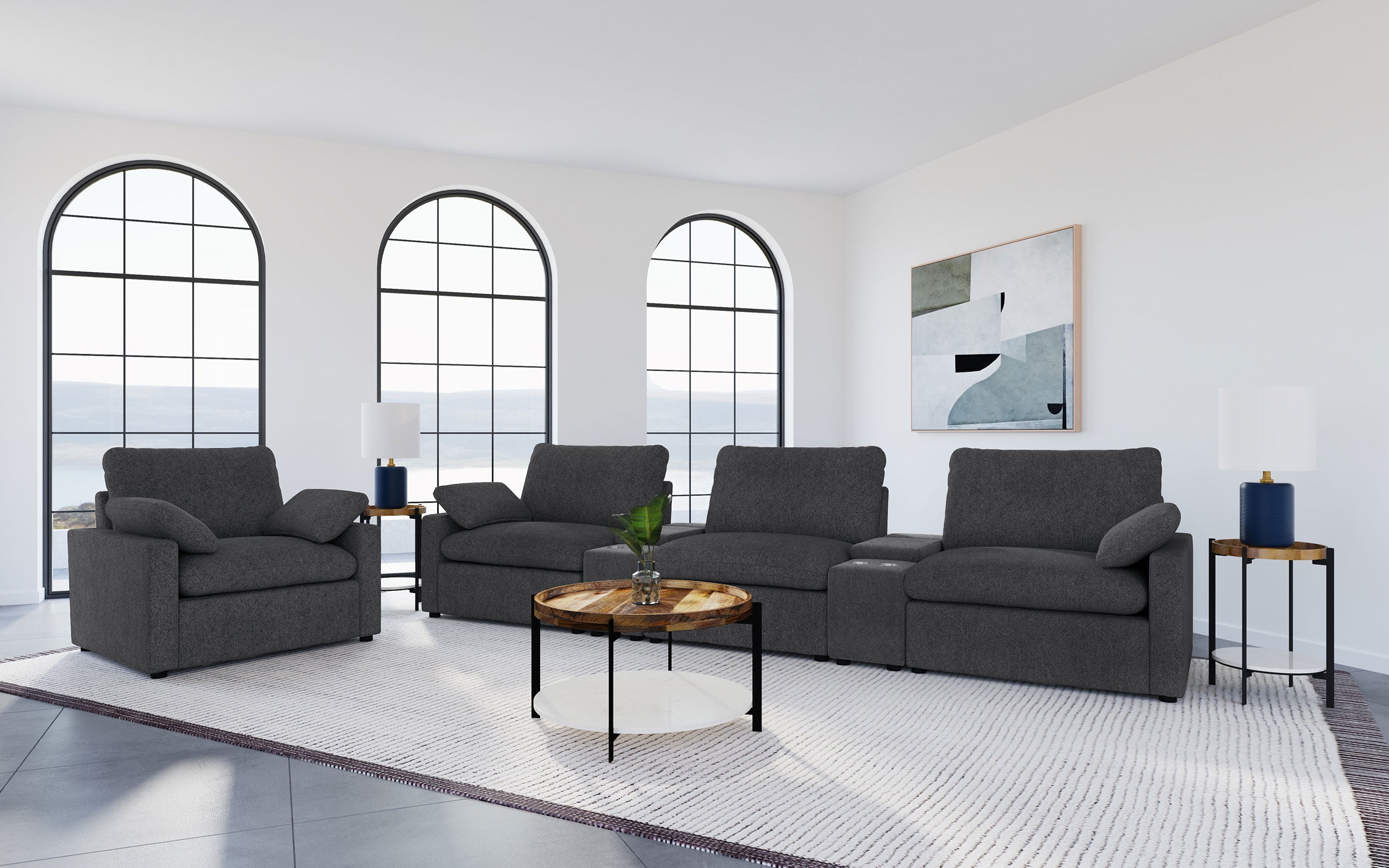 Collins Upholstered Power Recliner Chair Dark Grey — view 13