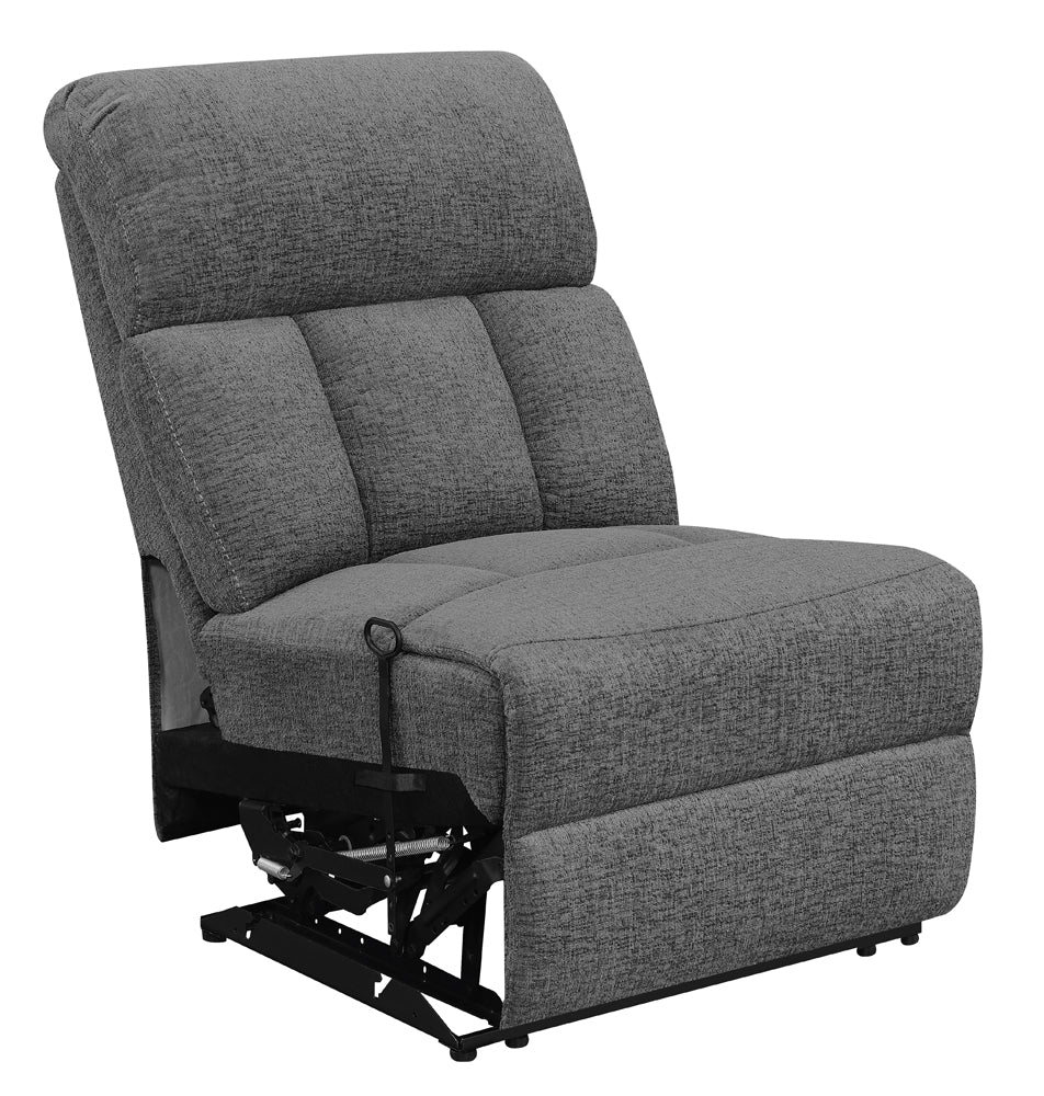 Bahrain Upholstered Armless Recliner Charcoal — view 2
