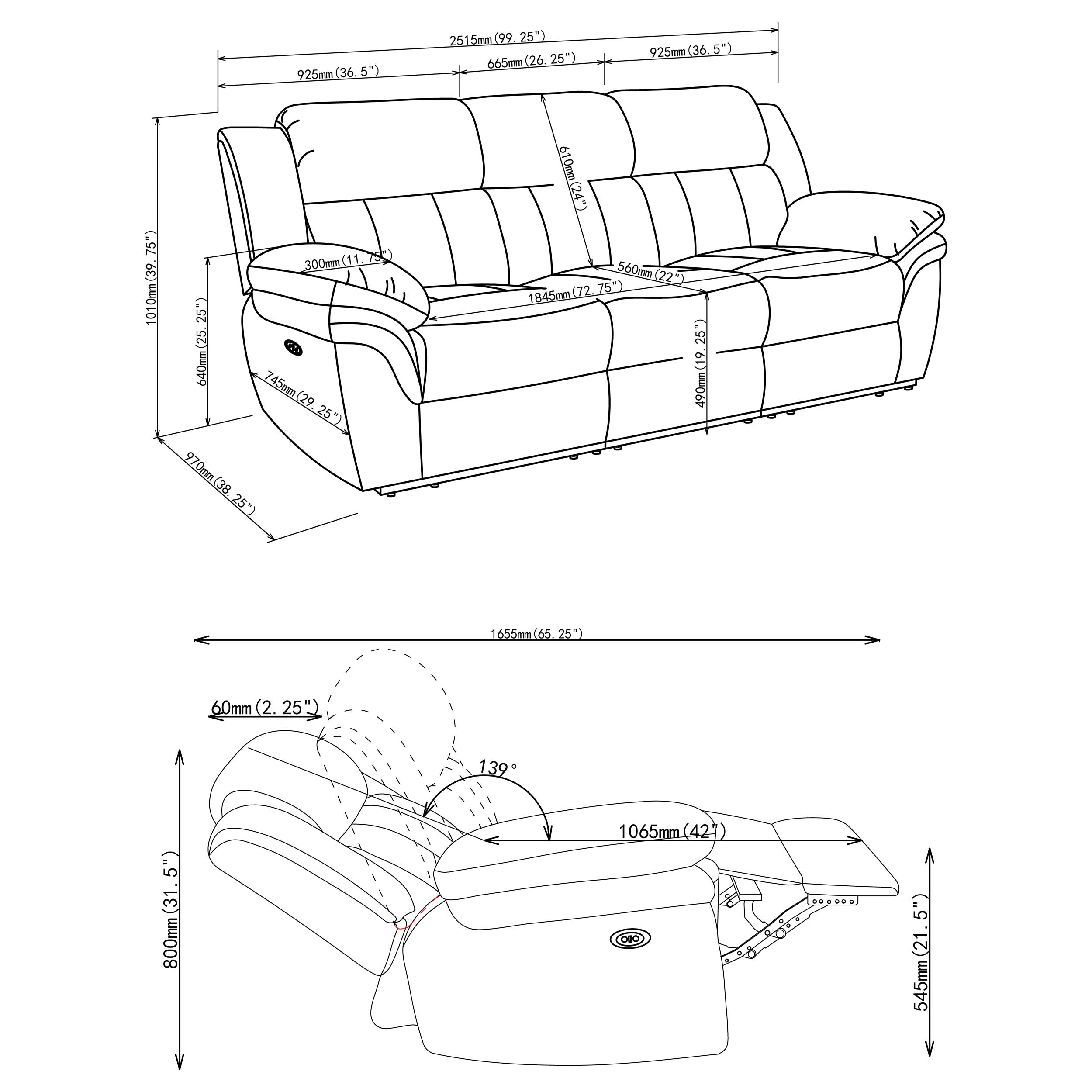 Bahrain Upholstered Power Sofa Charcoal — view 8