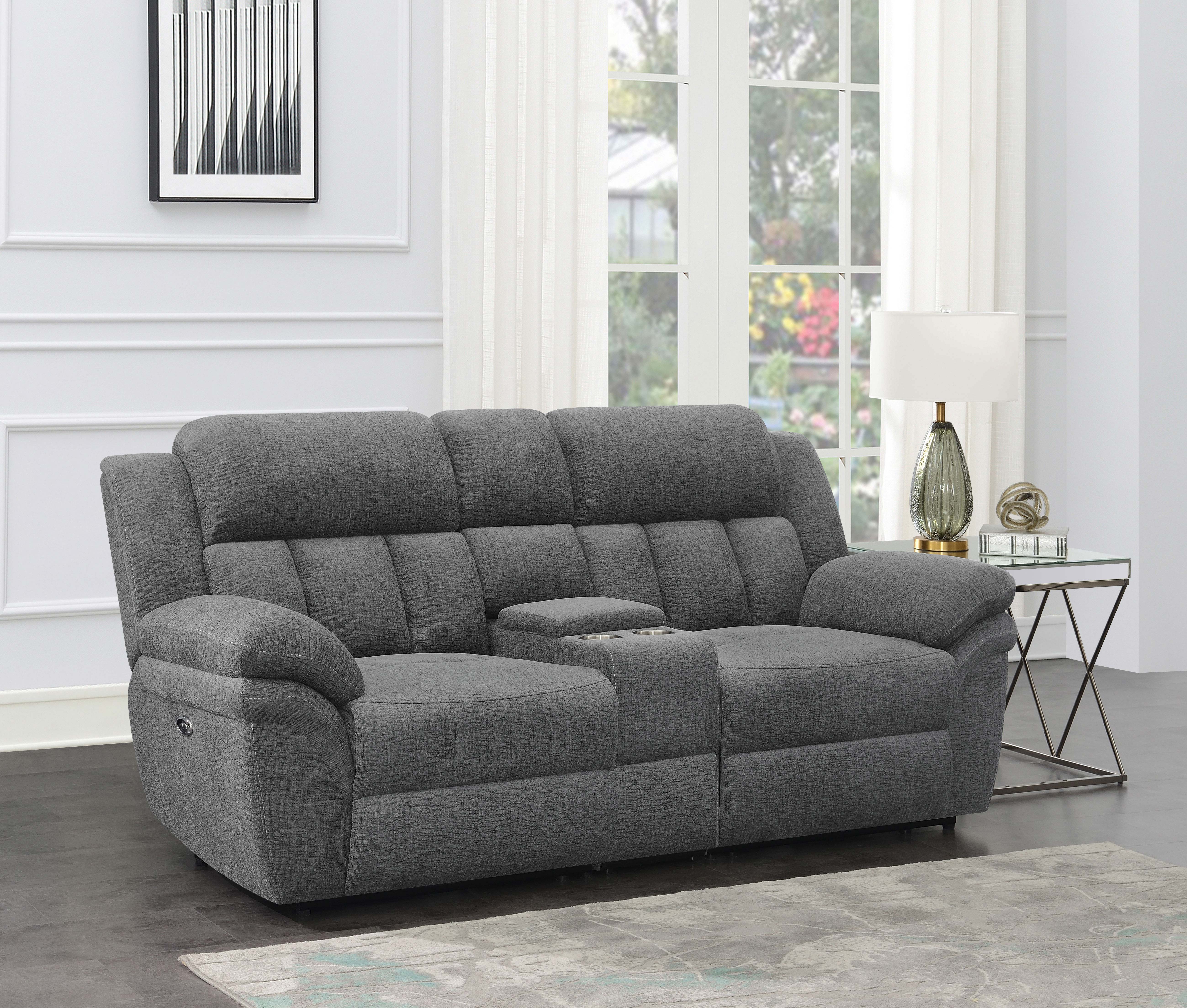 Bahrain Upholstered Power Loveseat Charcoal — view 2