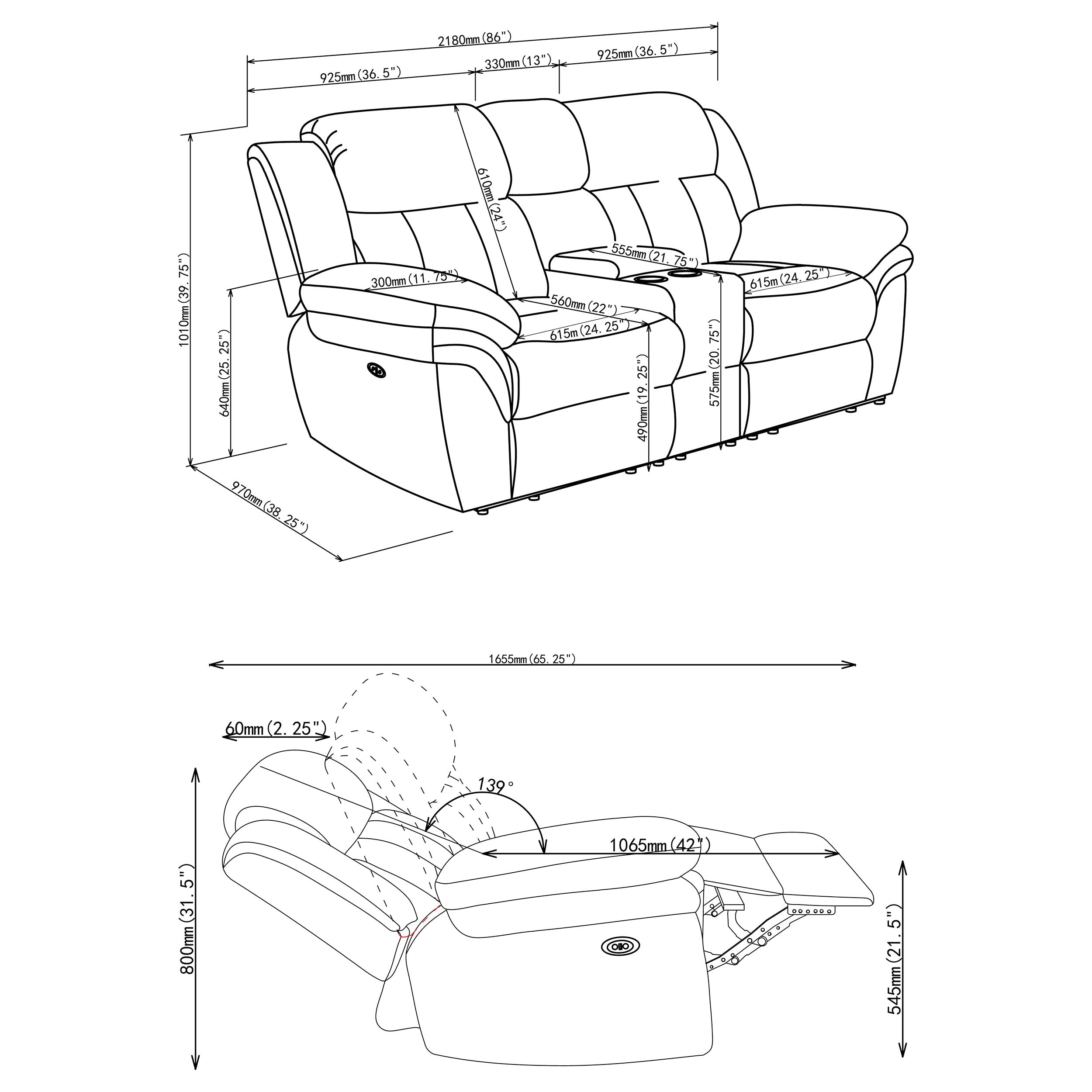Bahrain Upholstered Power Loveseat Charcoal — view 10