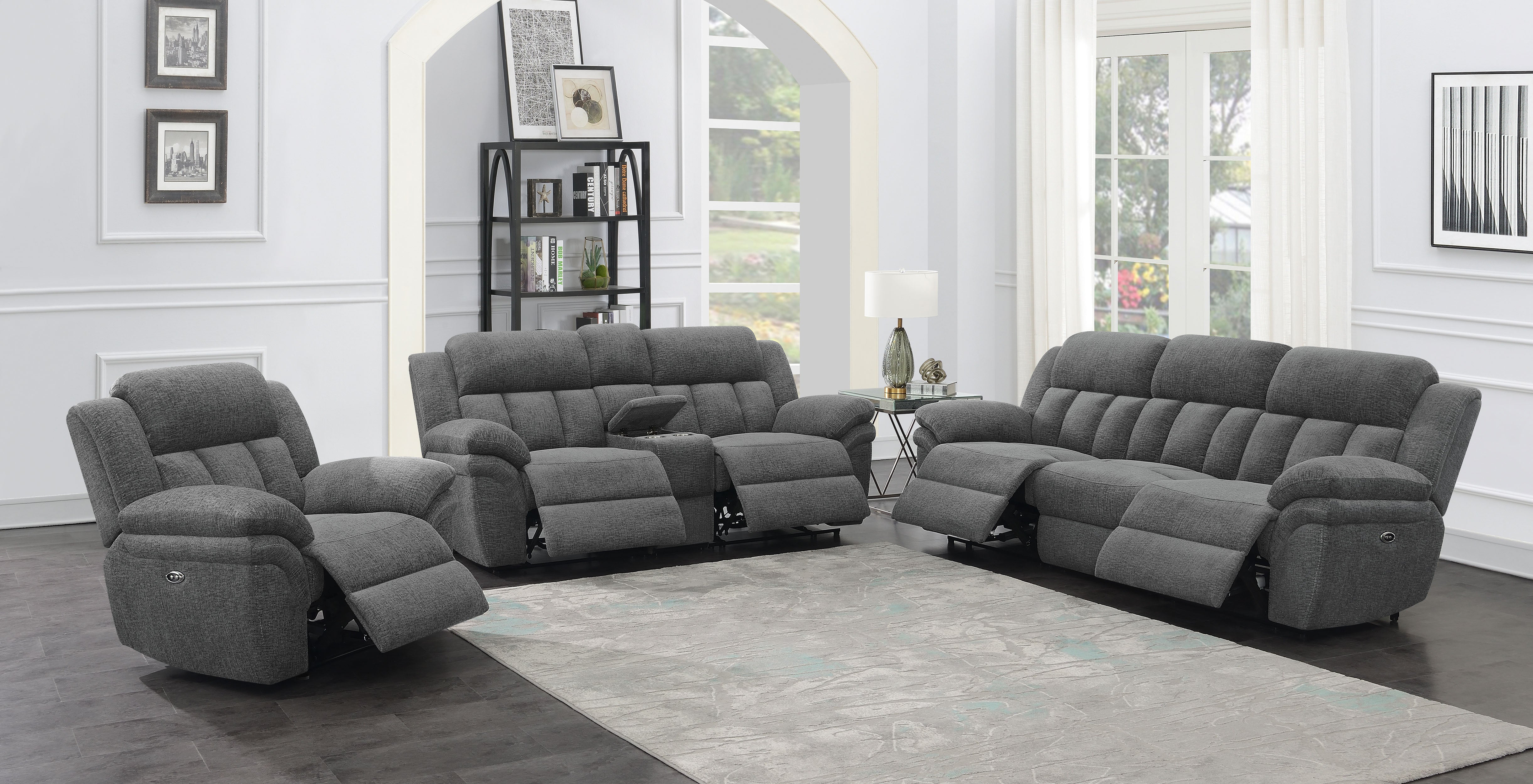Bahrain Upholstered Power Loveseat Charcoal — view 12