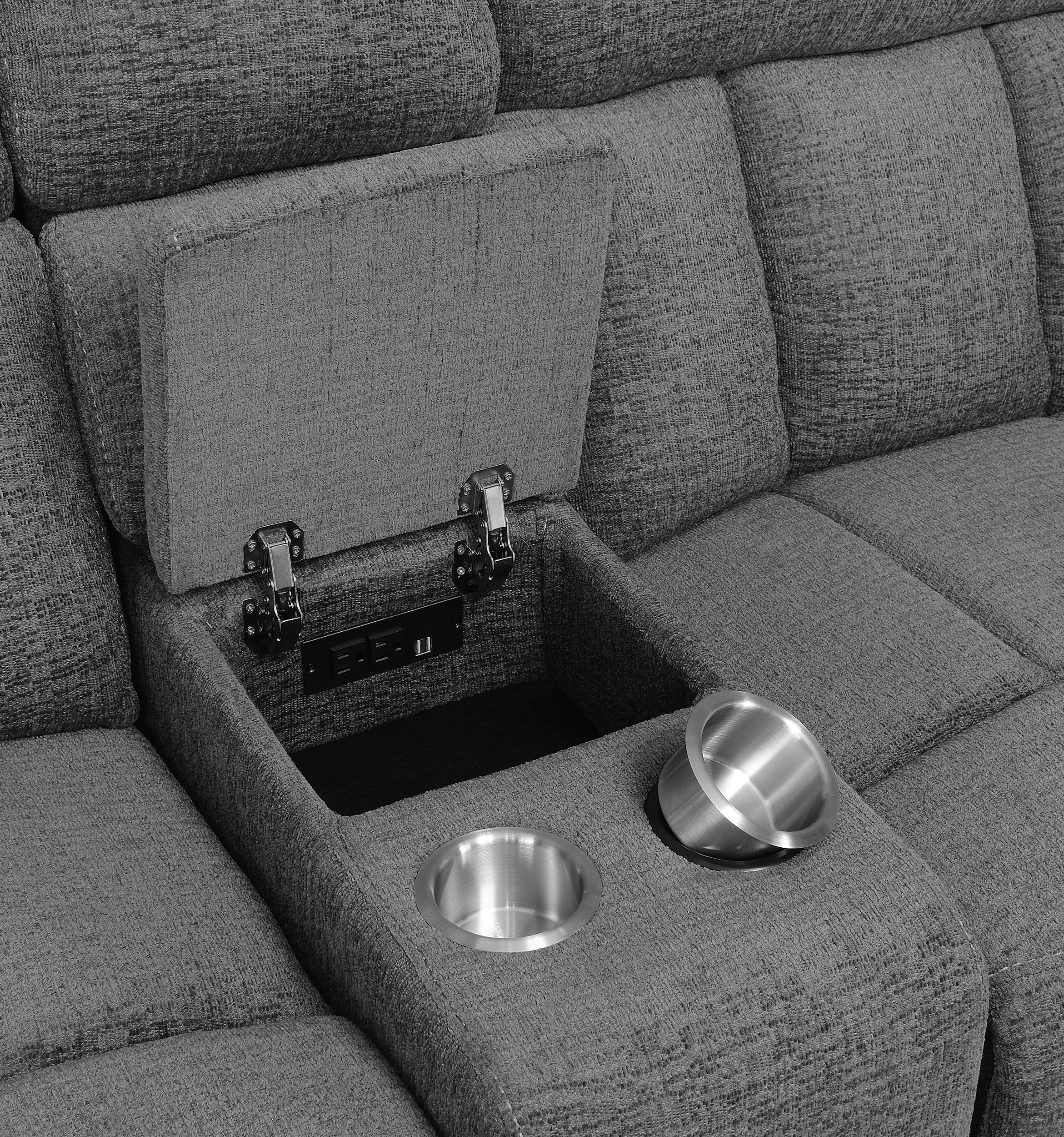 Bahrain Upholstered Motion Loveseat Charcoal — view 14