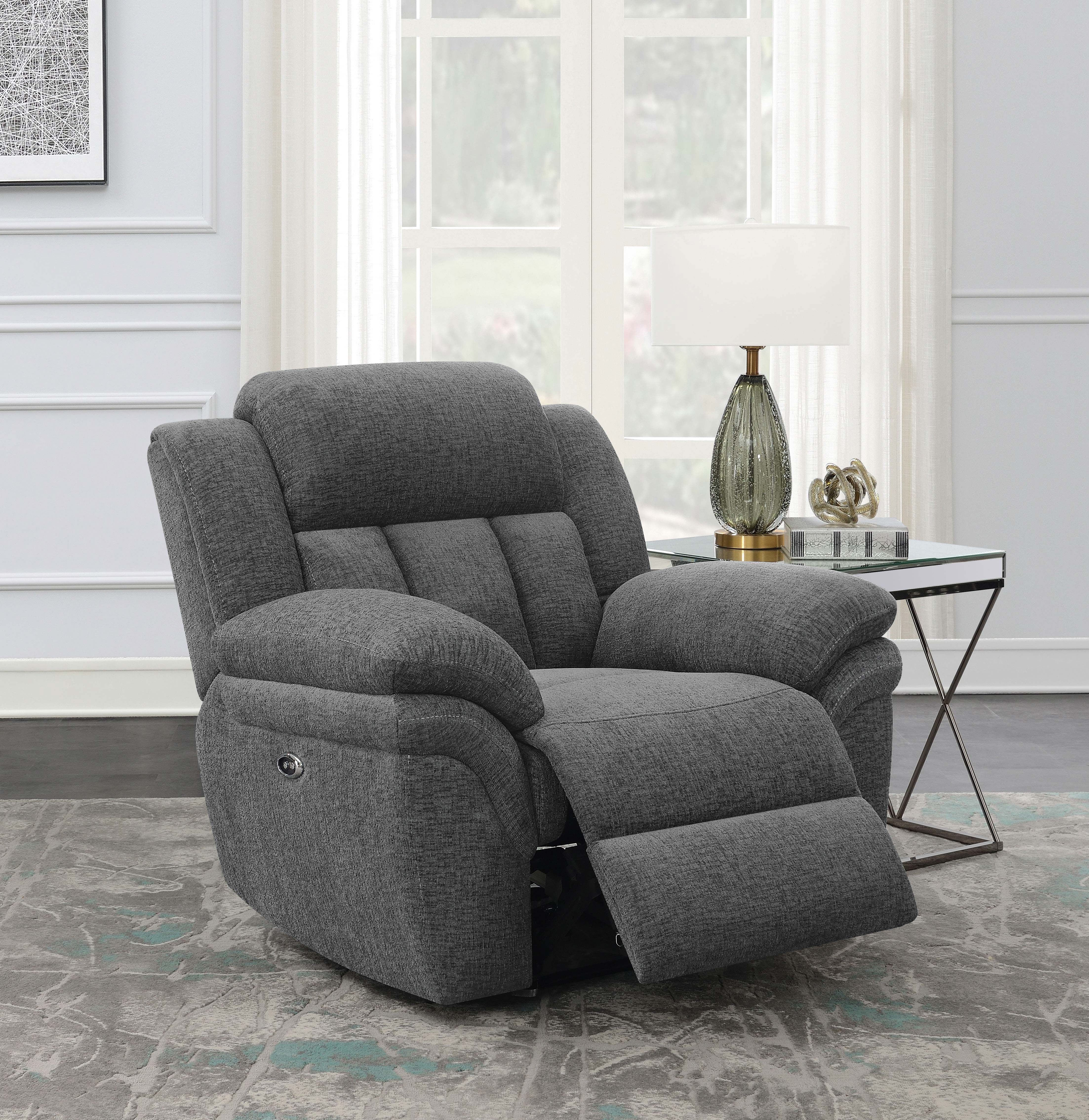 Bahrain Upholstered Power Glider Recliner Charcoal — view 3