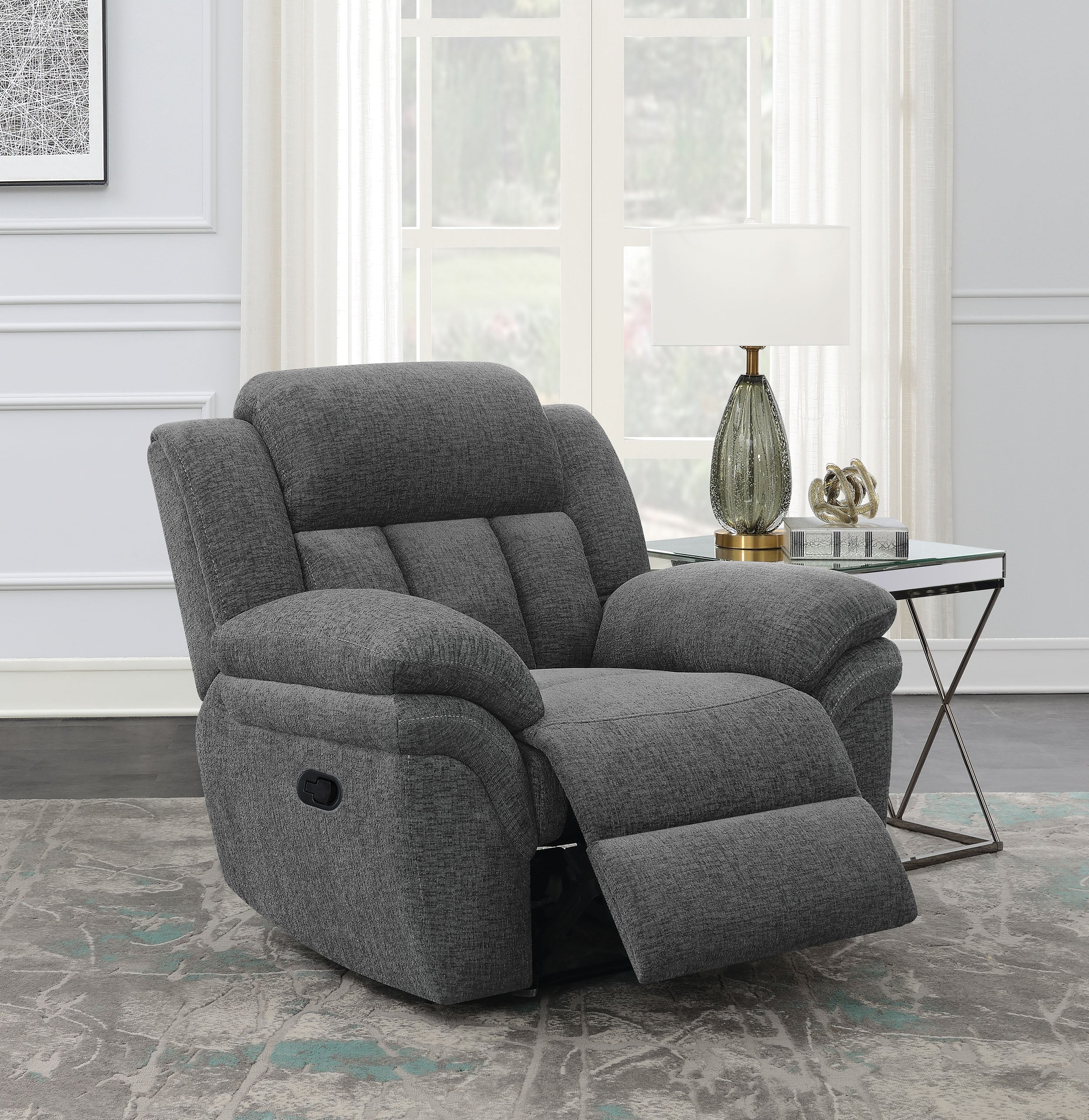 Bahrain Upholstered Glider Recliner Charcoal — view 3