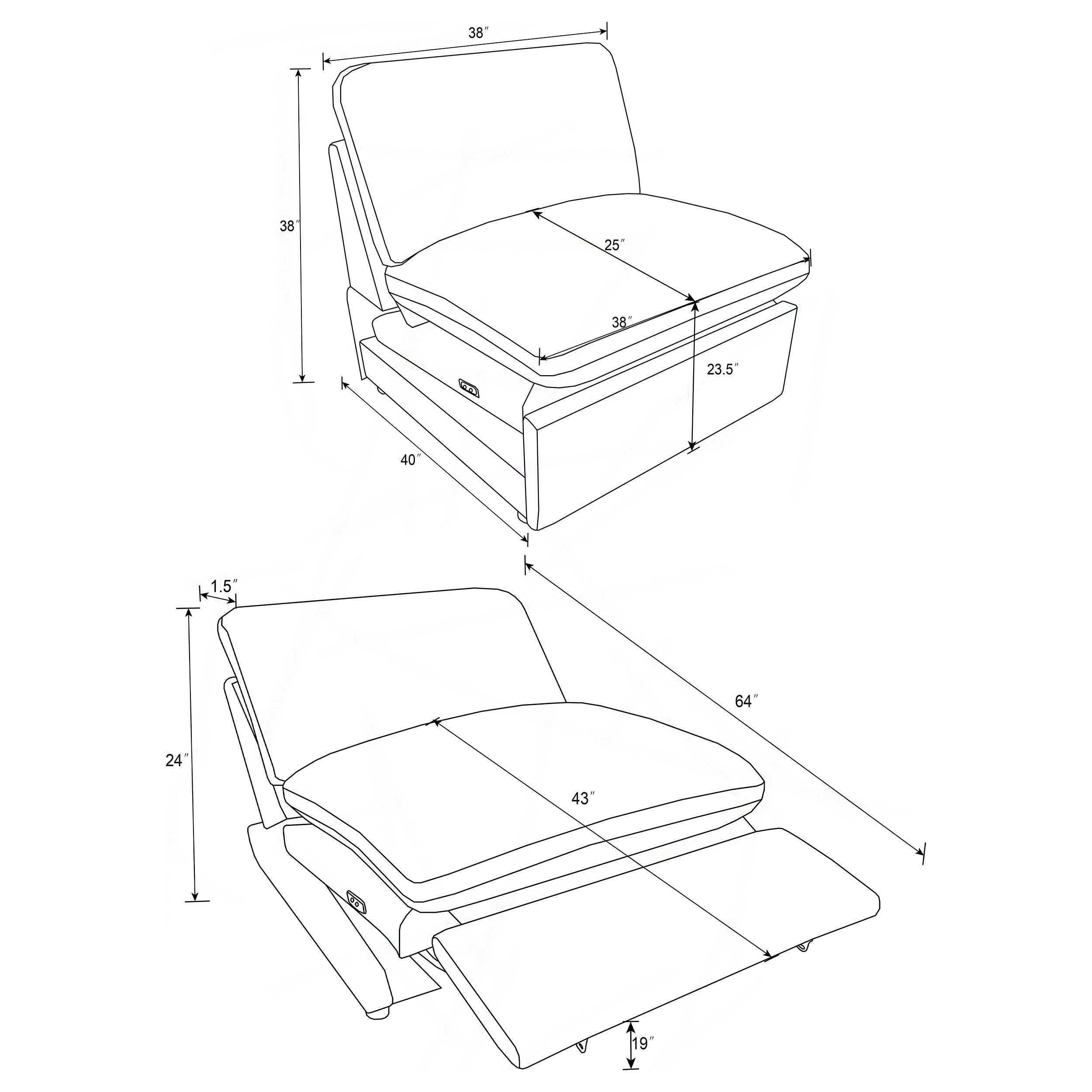 Collins Modular Power Armless Recliner Grey — view 13