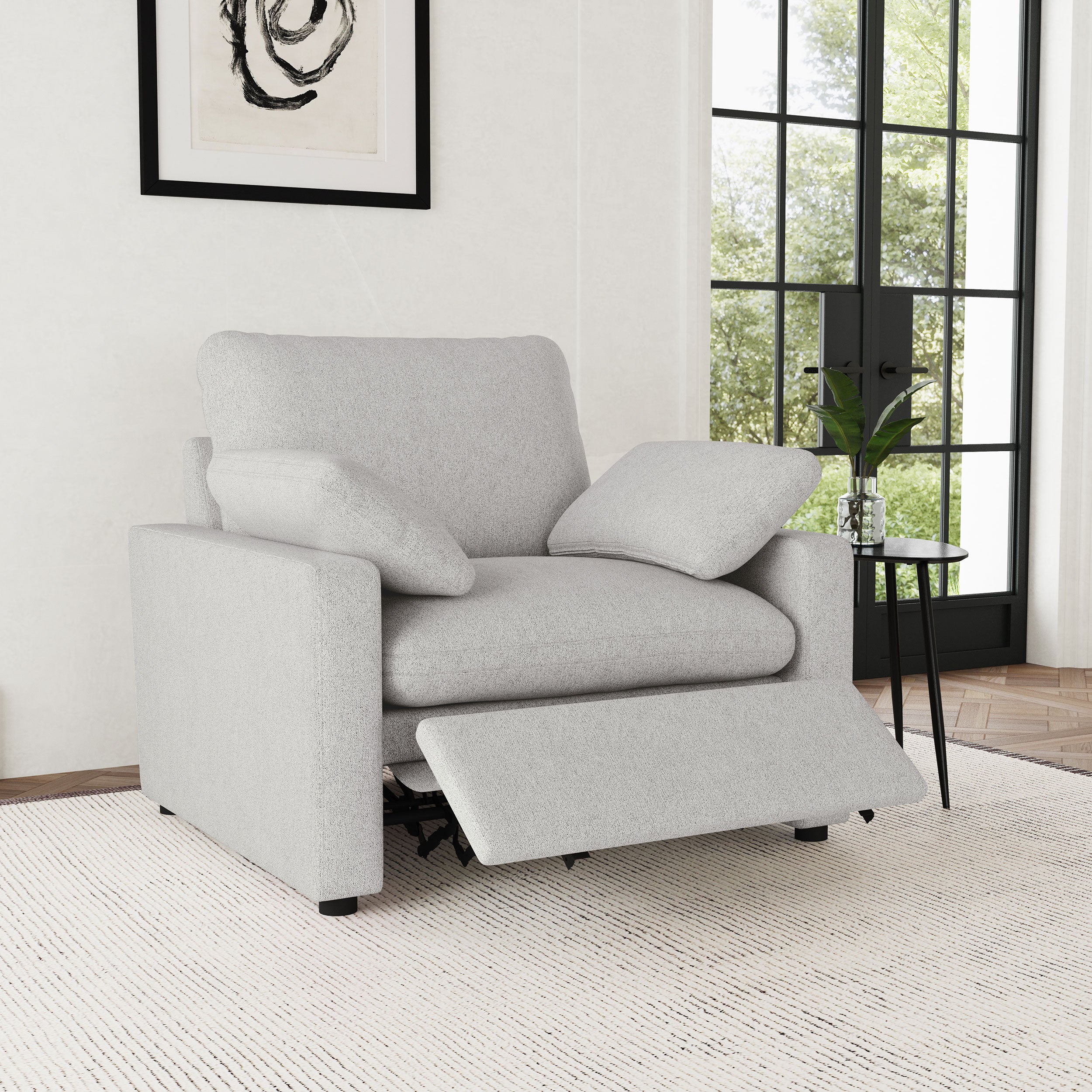 Collins Upholstered Power Recliner Chair Grey — view 3