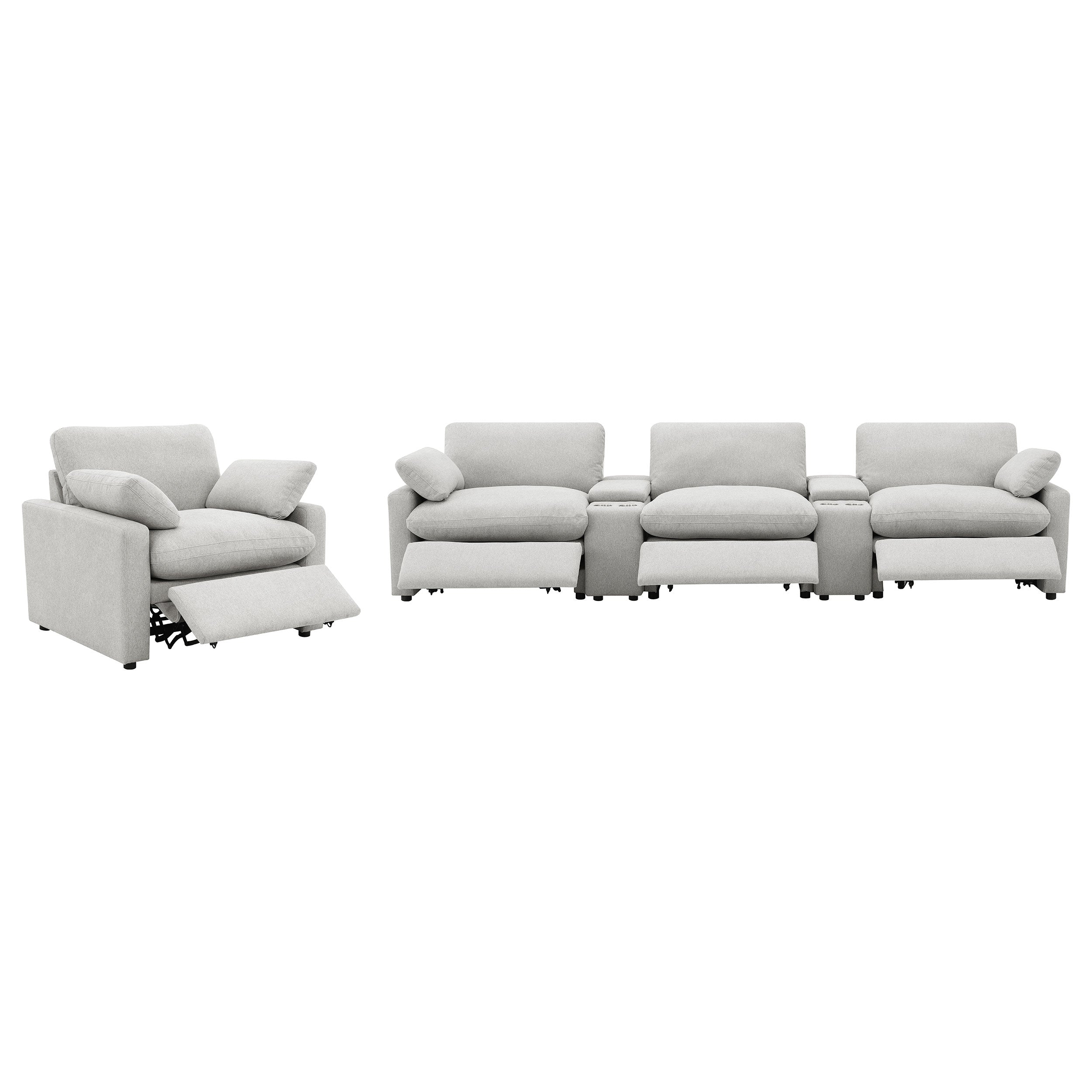 Collins Upholstered Power Recliner Chair Grey — view 16