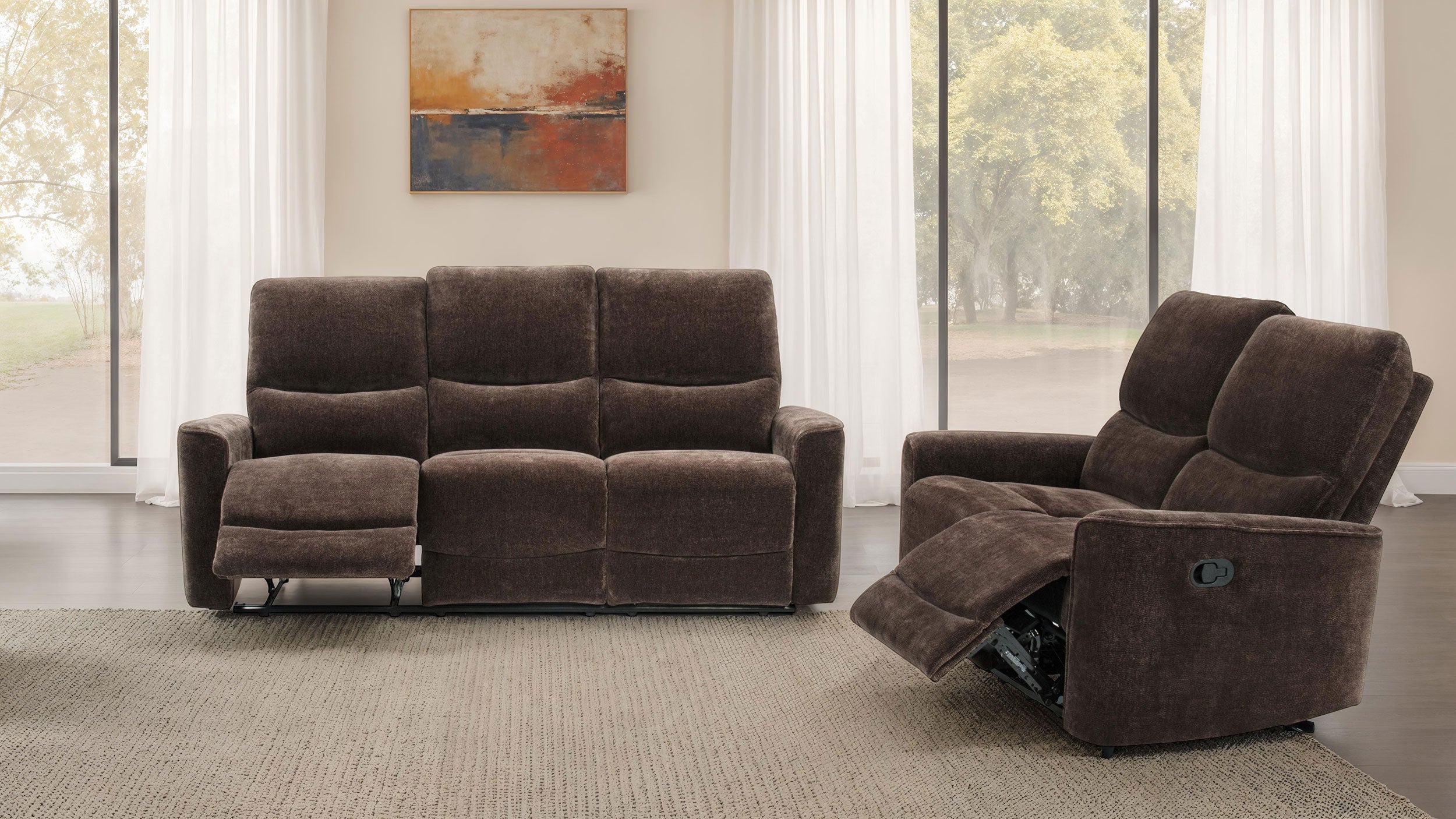 Navarro 2-piece Upholstered Reclining Sofa Set Dark Brown — view 1