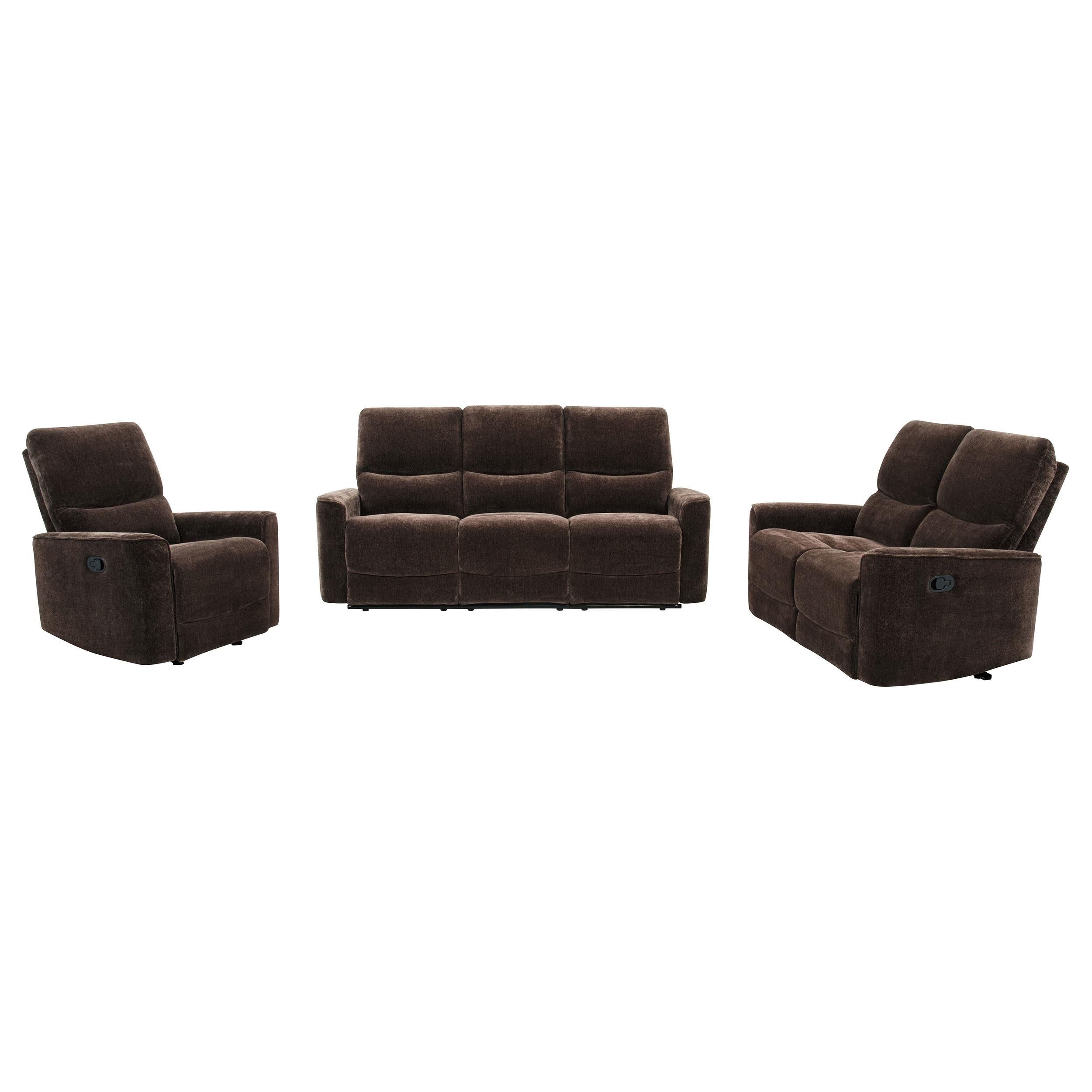 Navarro 3-piece Upholstered Reclining Sofa Set Dark Brown — view 3