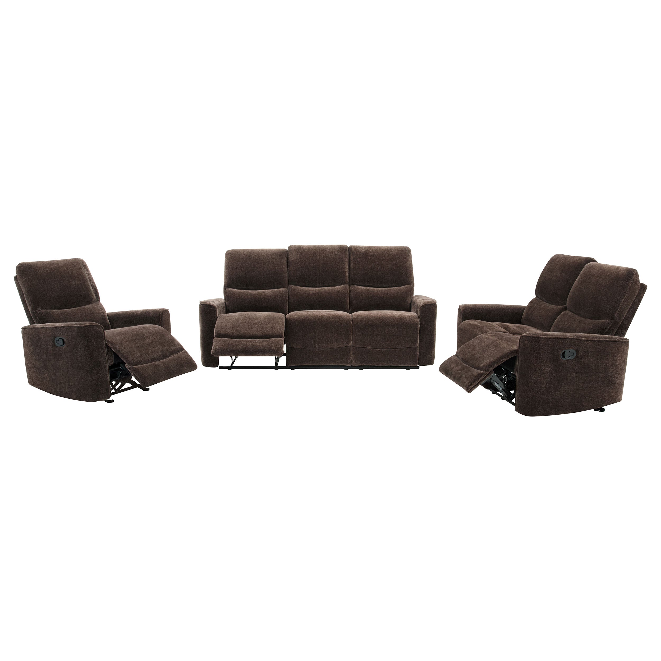 Navarro 3-piece Upholstered Reclining Sofa Set Dark Brown — view 4
