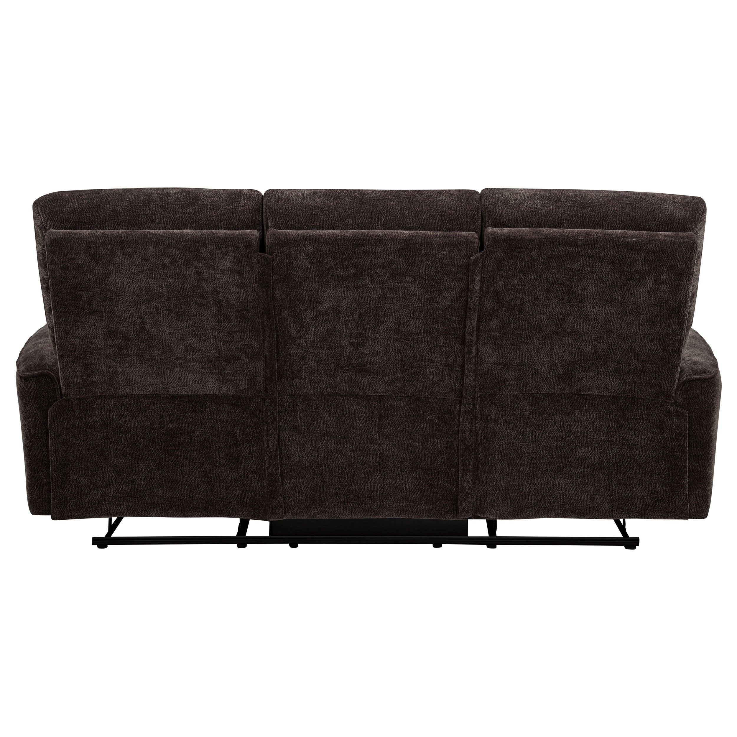 Navarro Chenille Upholstered Reclining Sofa Dark Brown — view 8