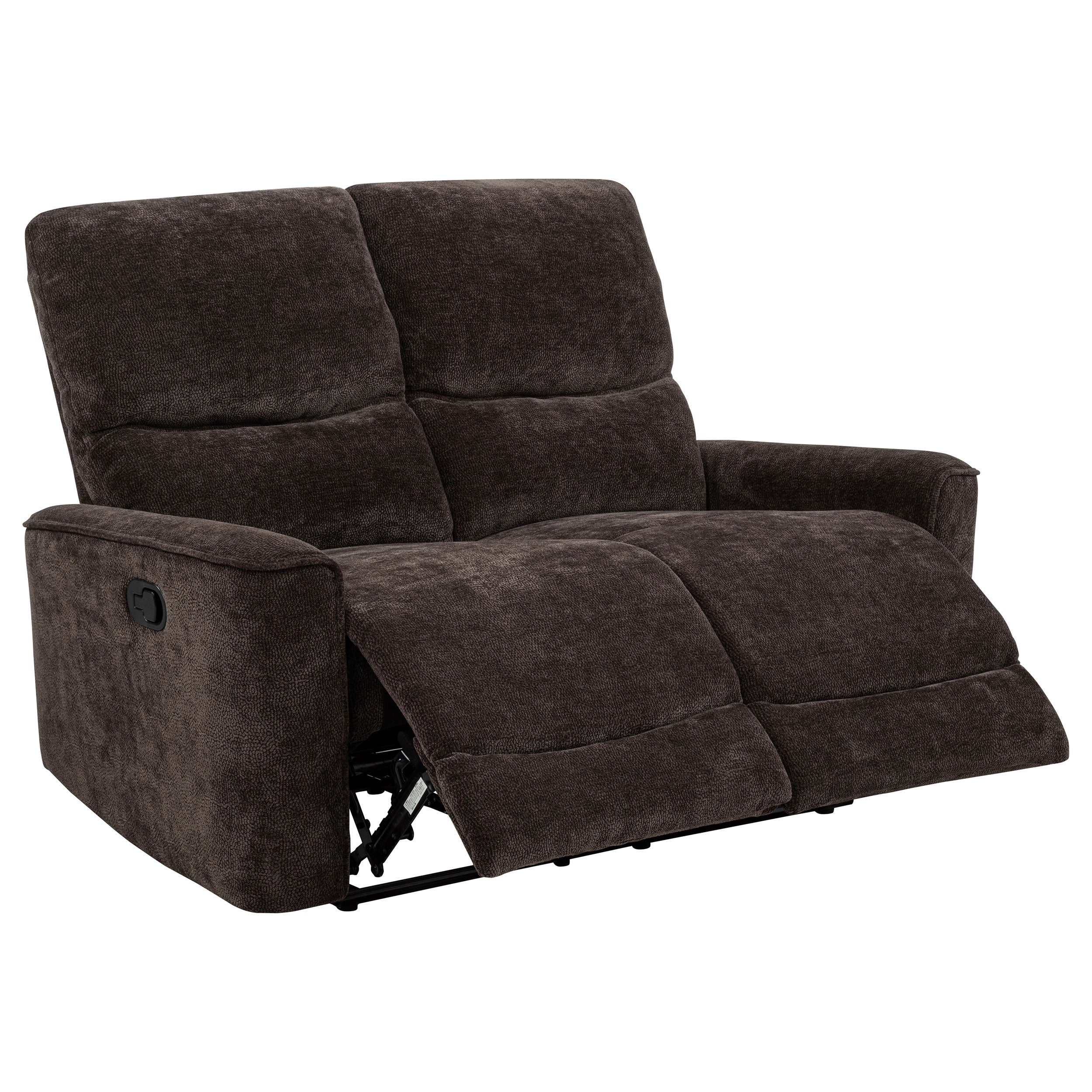 Navarro Chenille Upholstered Reclining Loveseat Dark Brown — view 1