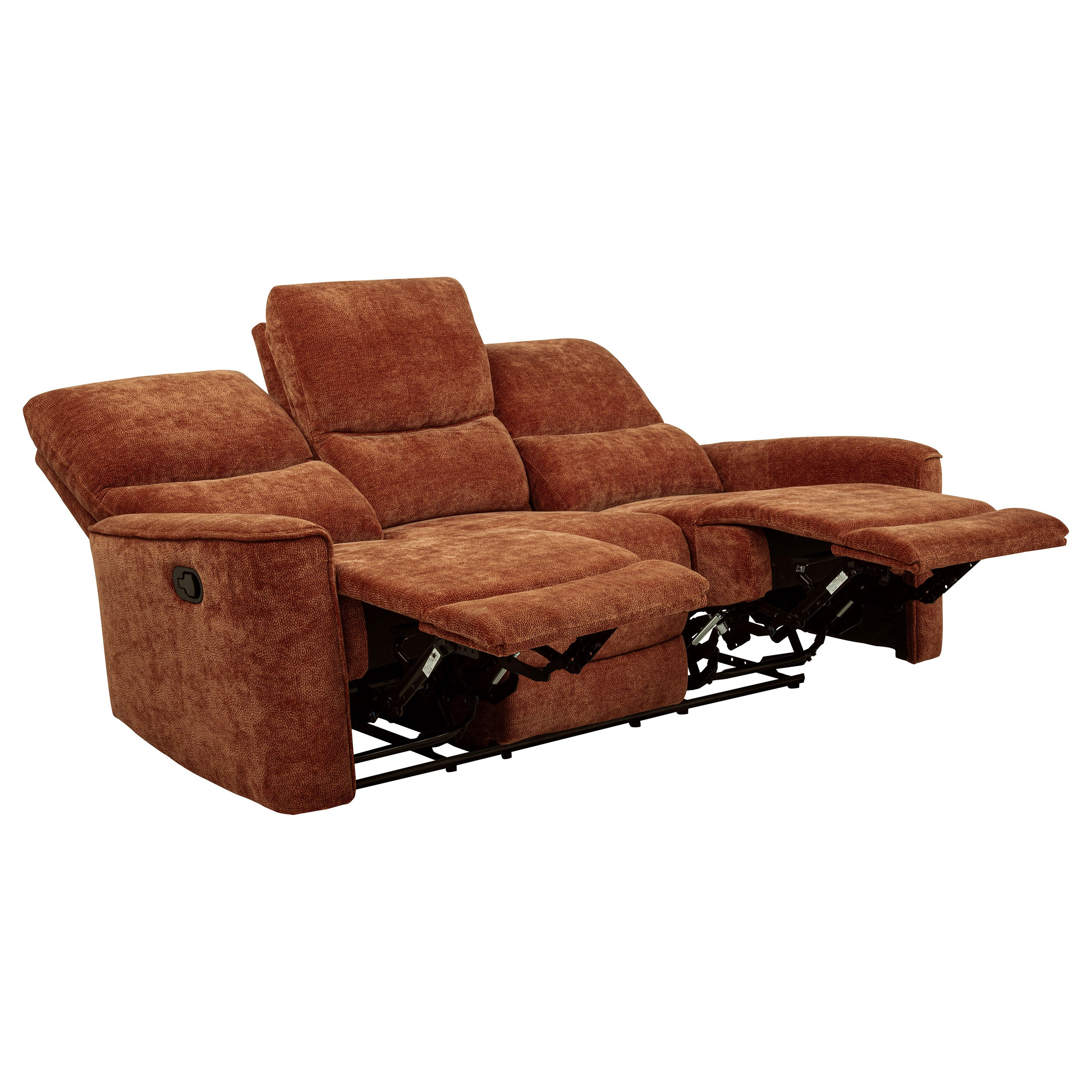 Navarro Chenille Upholstered Reclining Sofa Burnt Orange — view 1