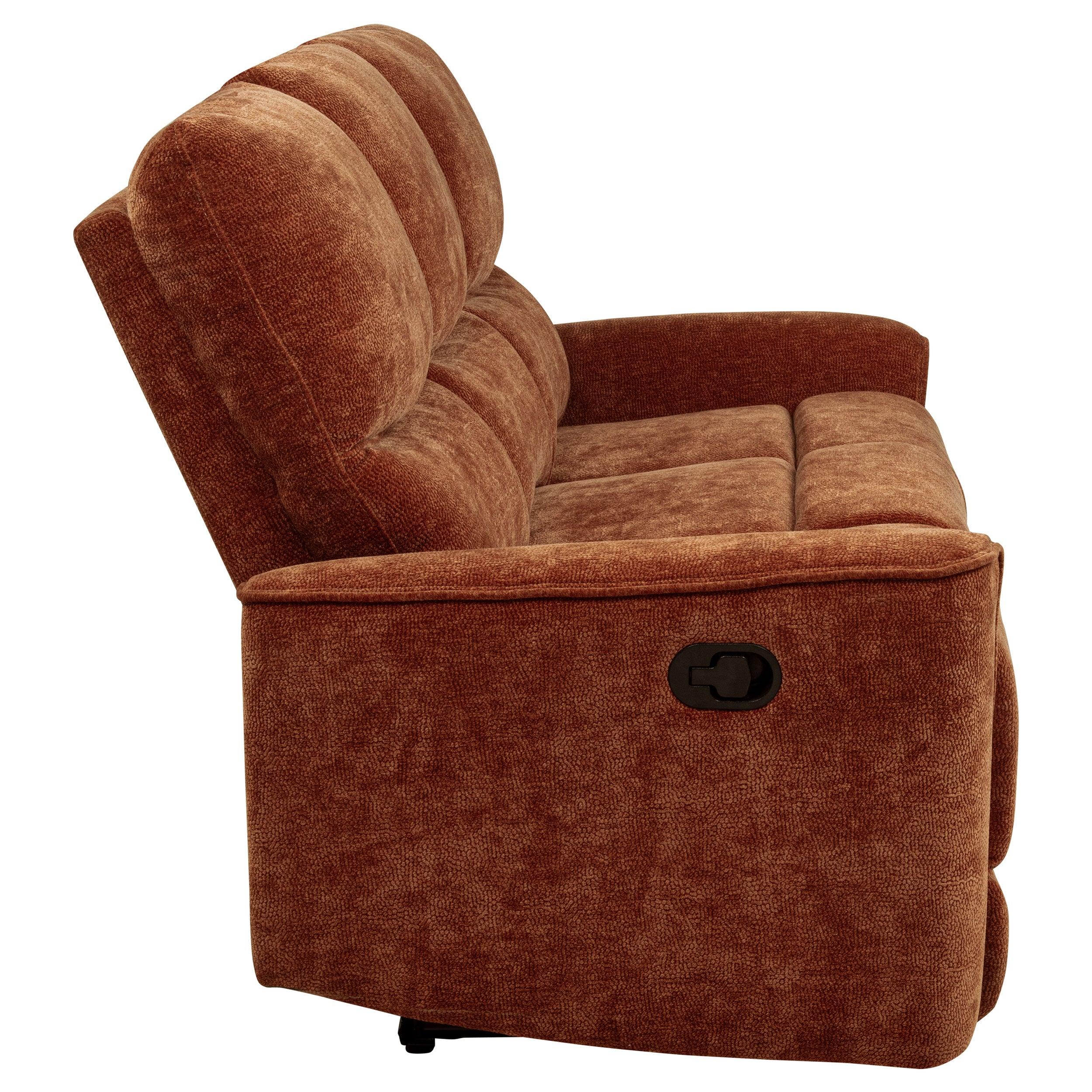 Navarro Chenille Upholstered Reclining Sofa Burnt Orange — view 8