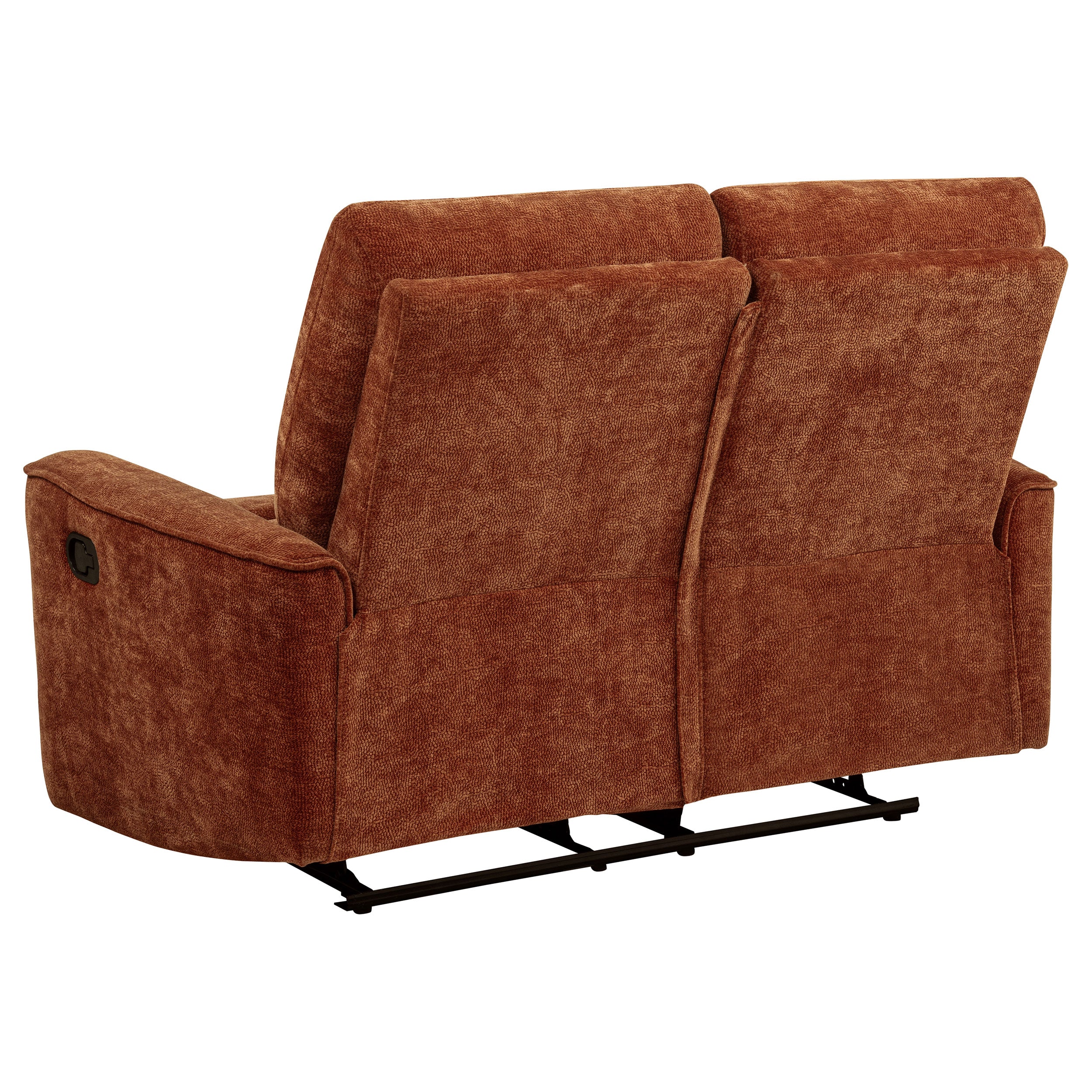 Navarro Chenille Upholstered Reclining Loveseat Burnt Orange — view 7