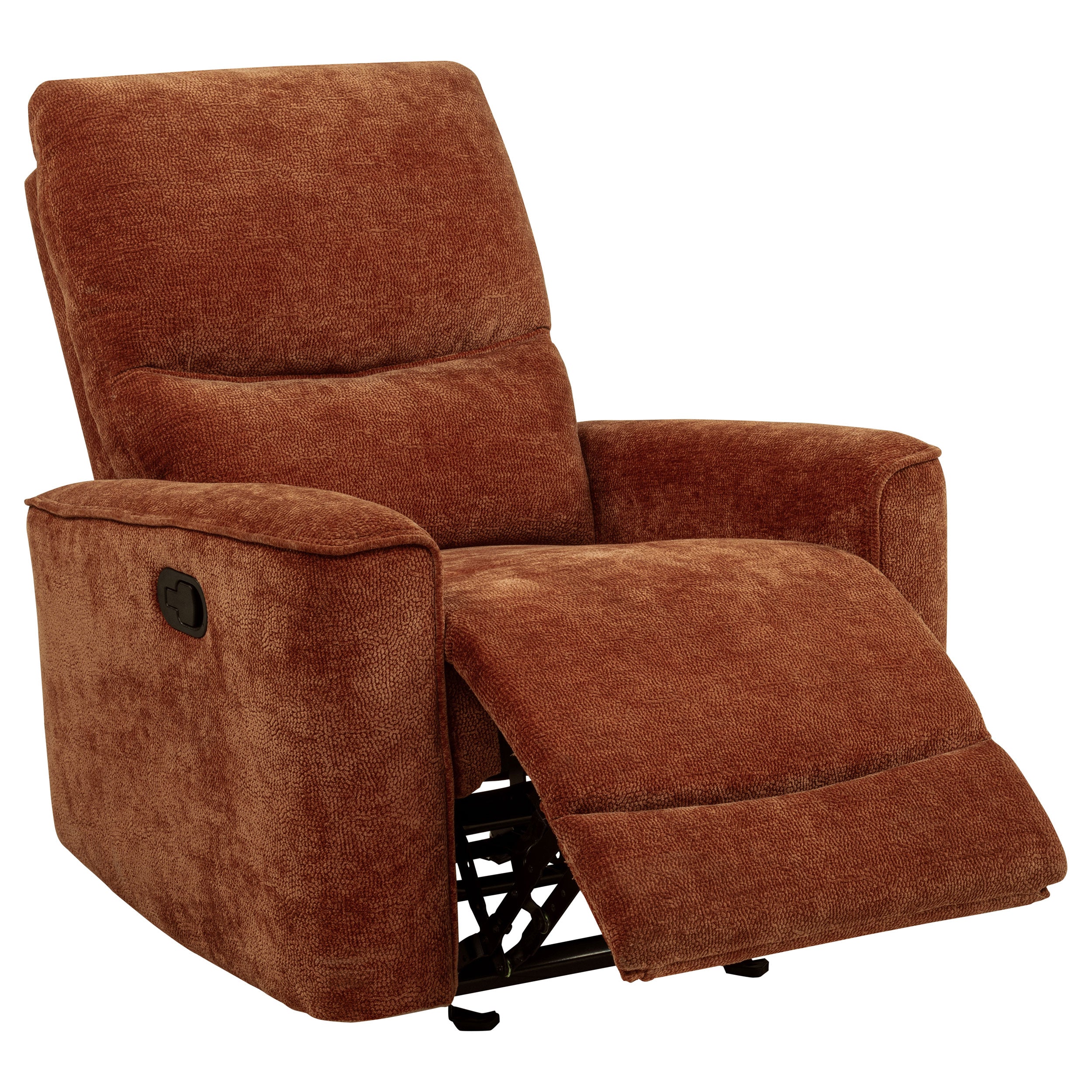 Navarro Chenille Upholstered Glider Recliner Burnt Orange — view 1