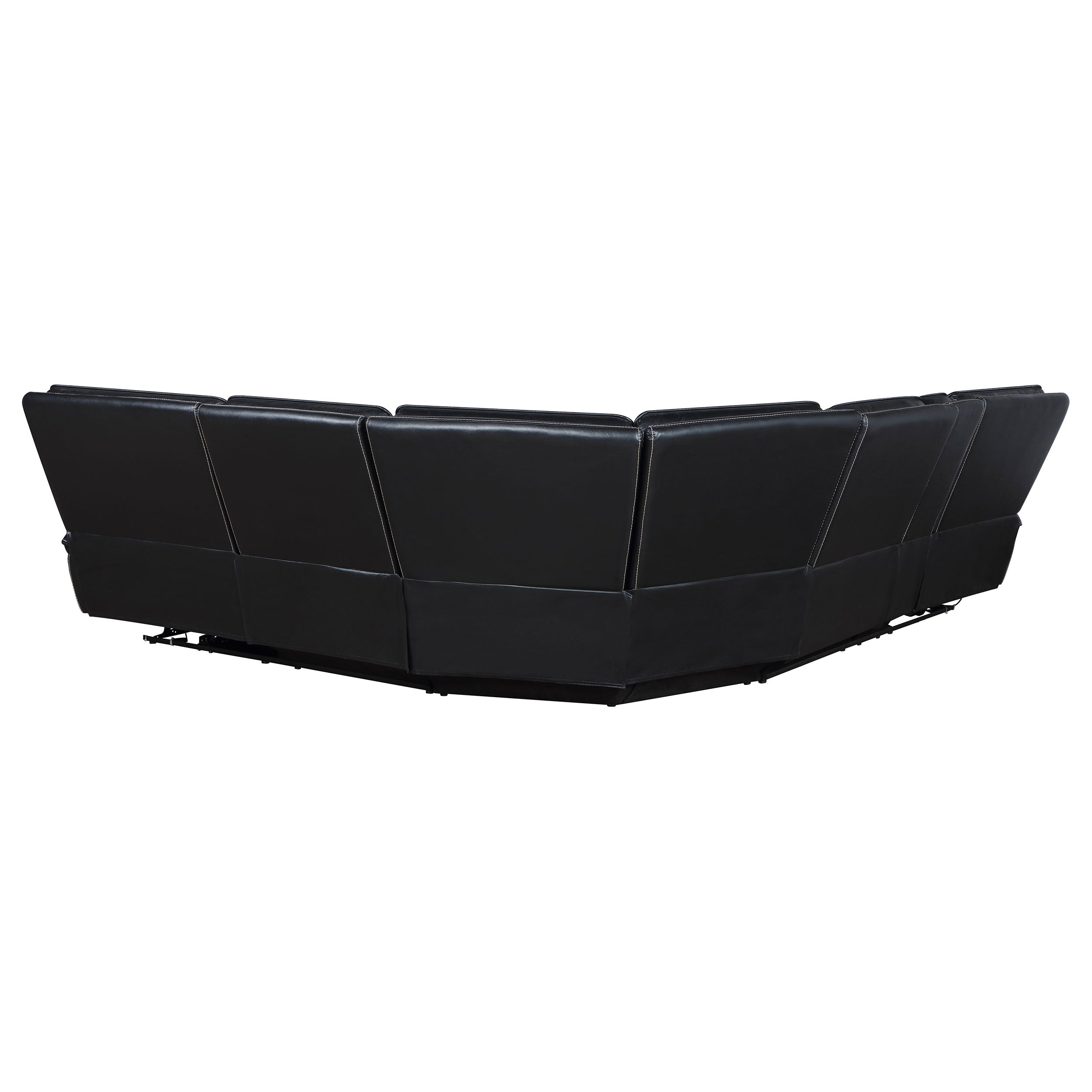 Hewitt Leather Dual Power Reclining Sectional Sofa Black — view 6